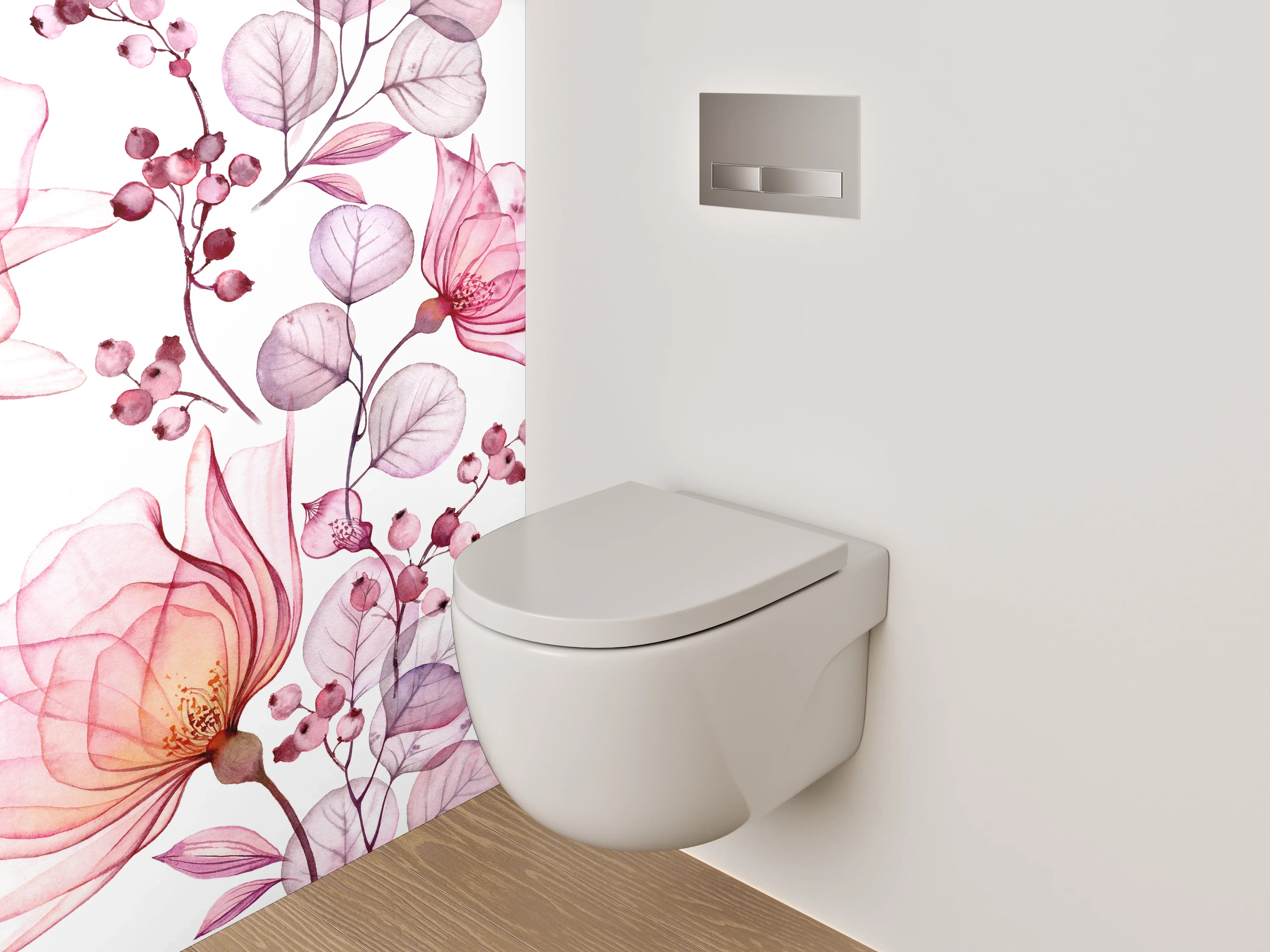 WC-Rückwand - Aquarell Blumen Rosa Lila