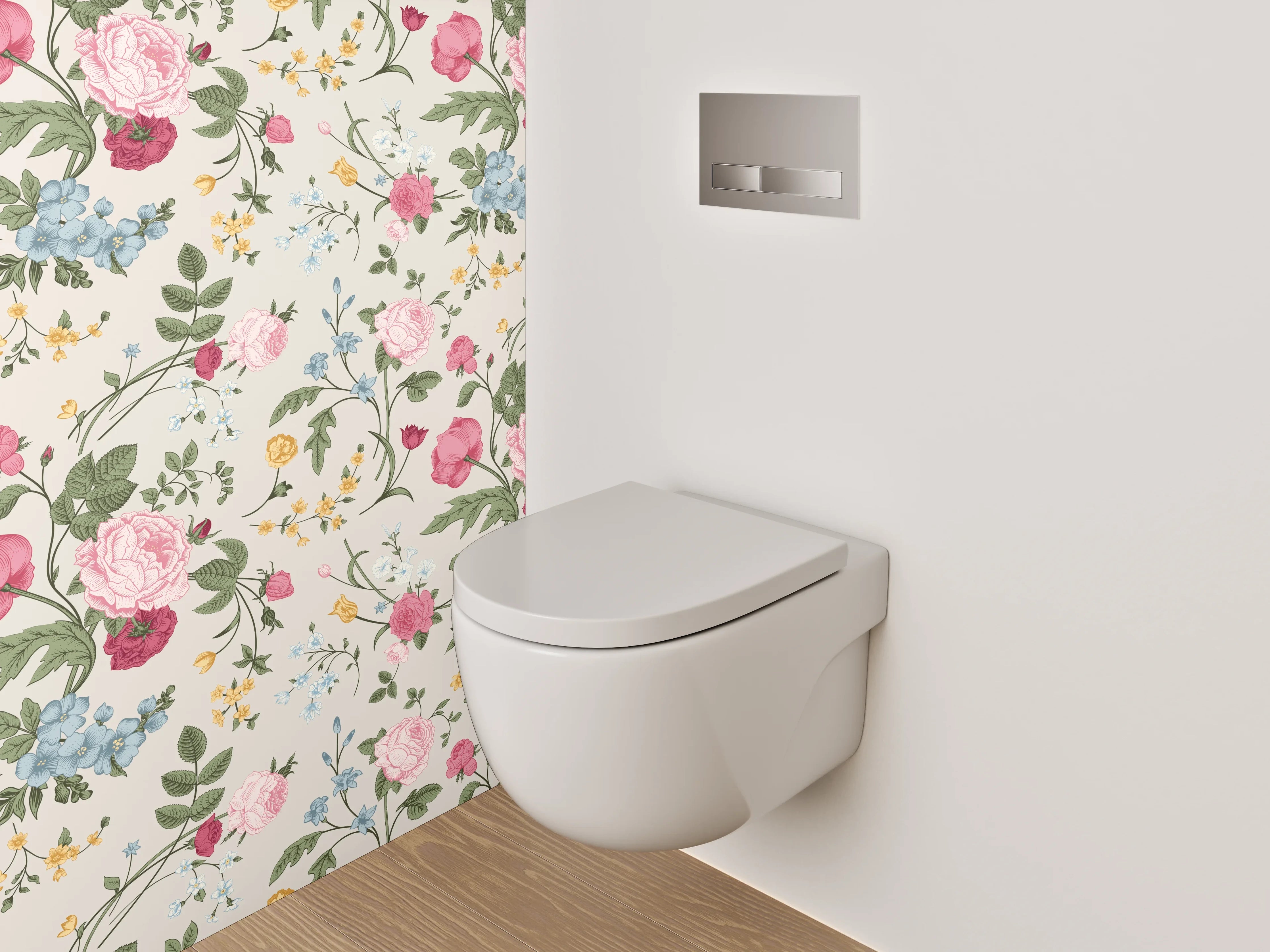WC-Rückwand - Aquarell Blumen Tapete Vintage-Look