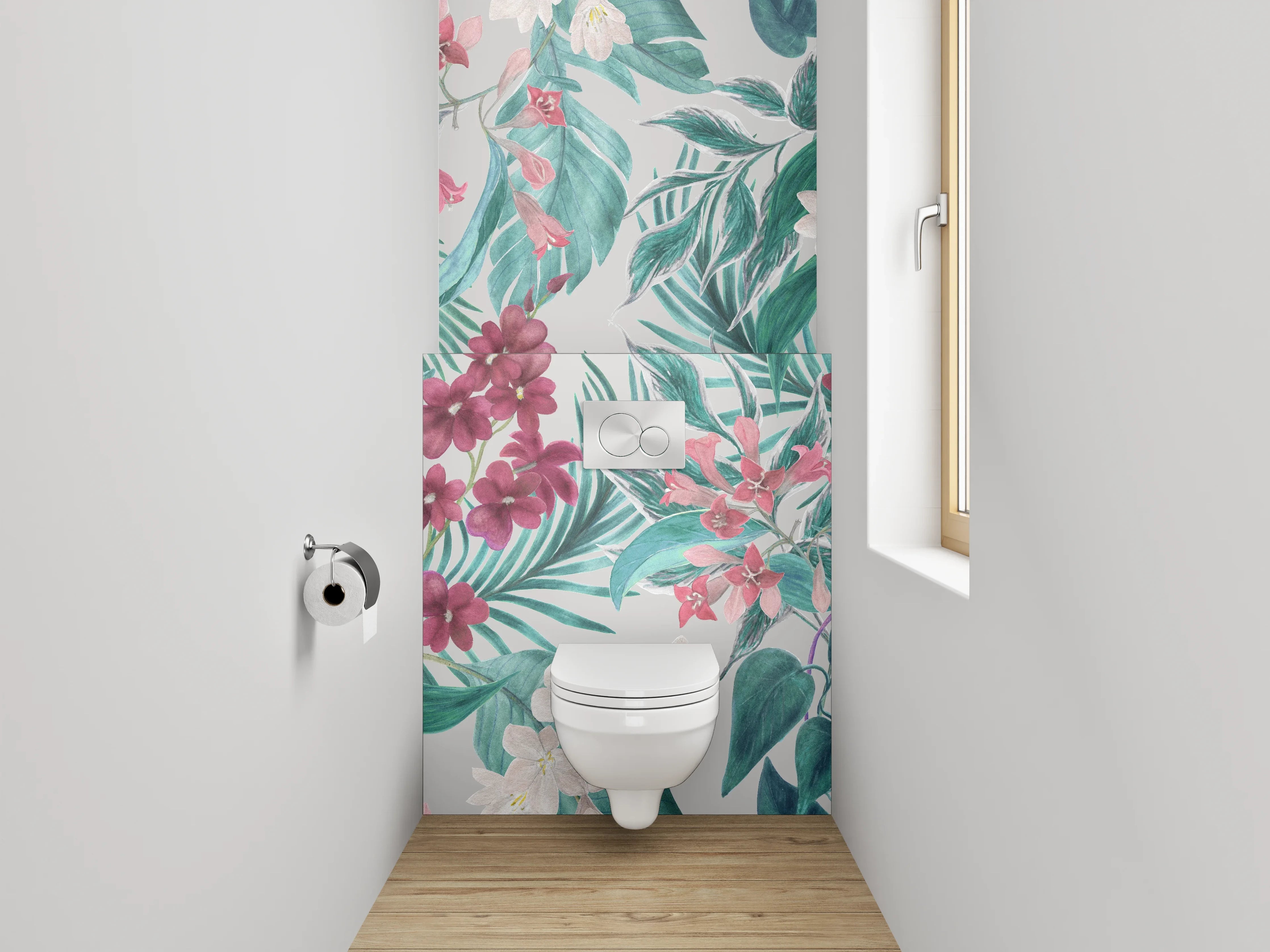 WC-Rückwand - Aquarell Blumen & Blätter Tapete