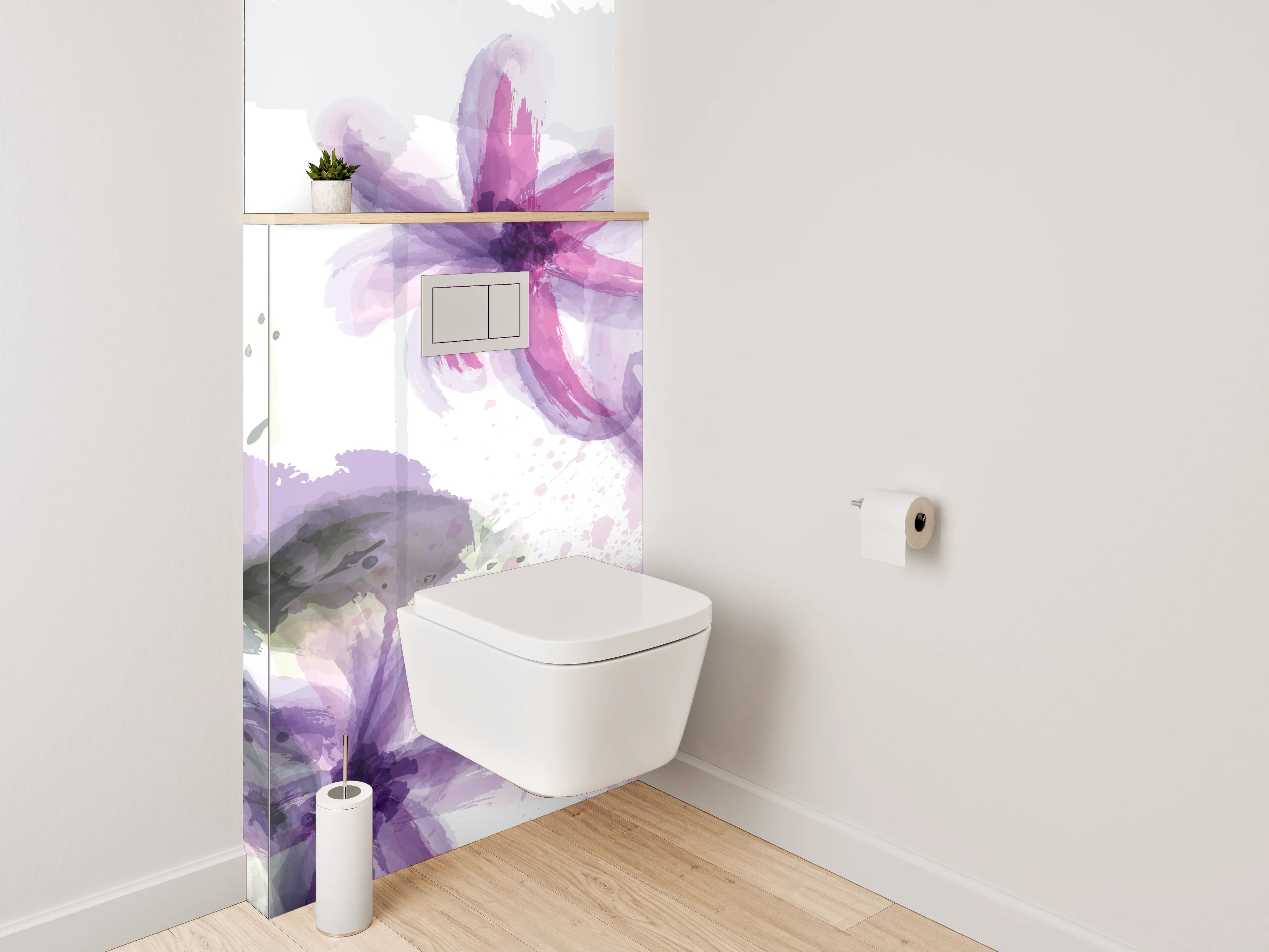 WC-Rückwand - Aquarell Blumen in Violett