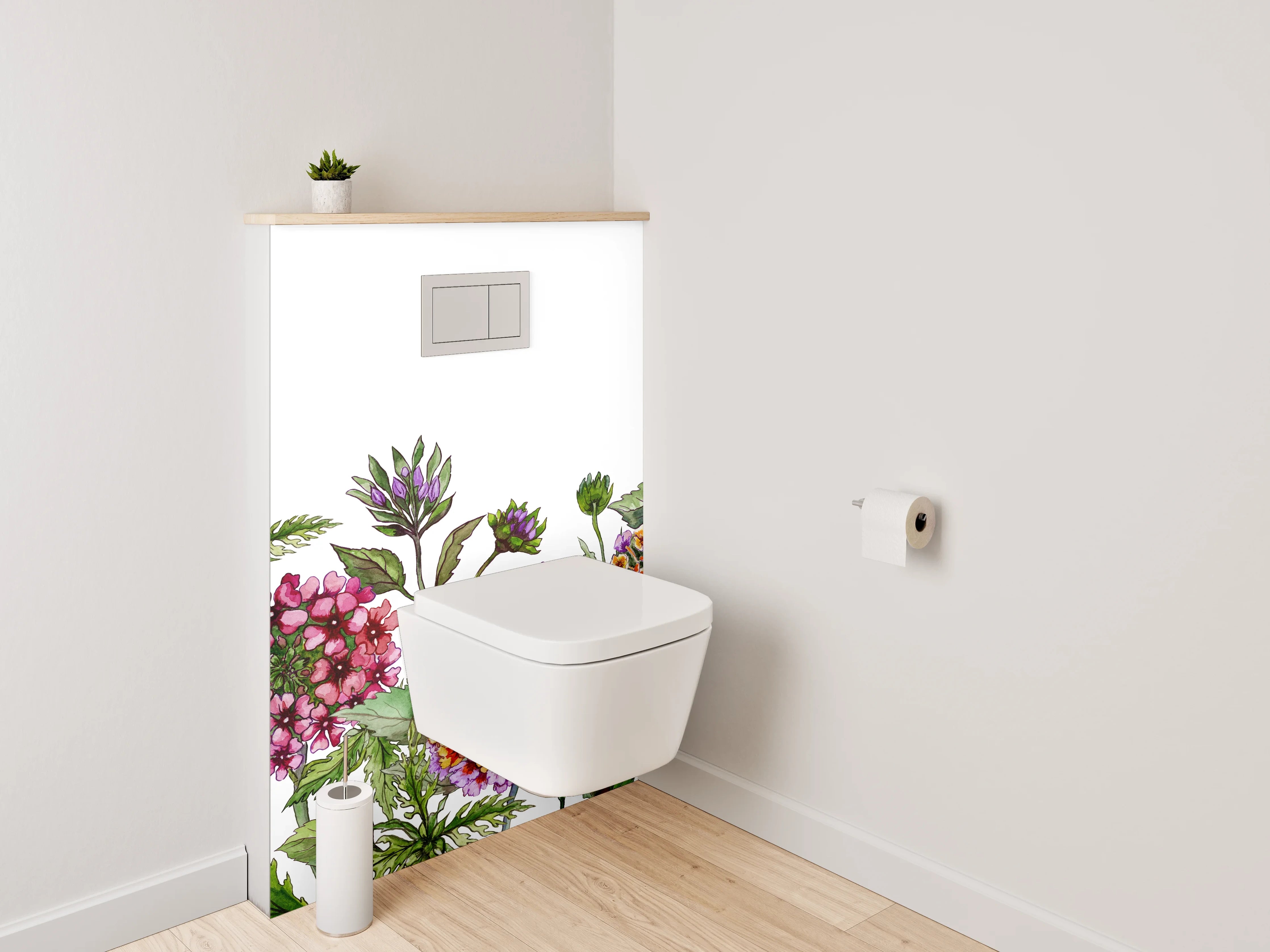 WC-Rückwand - Aquarell Blumenbordüre • Bunte Wildblumen