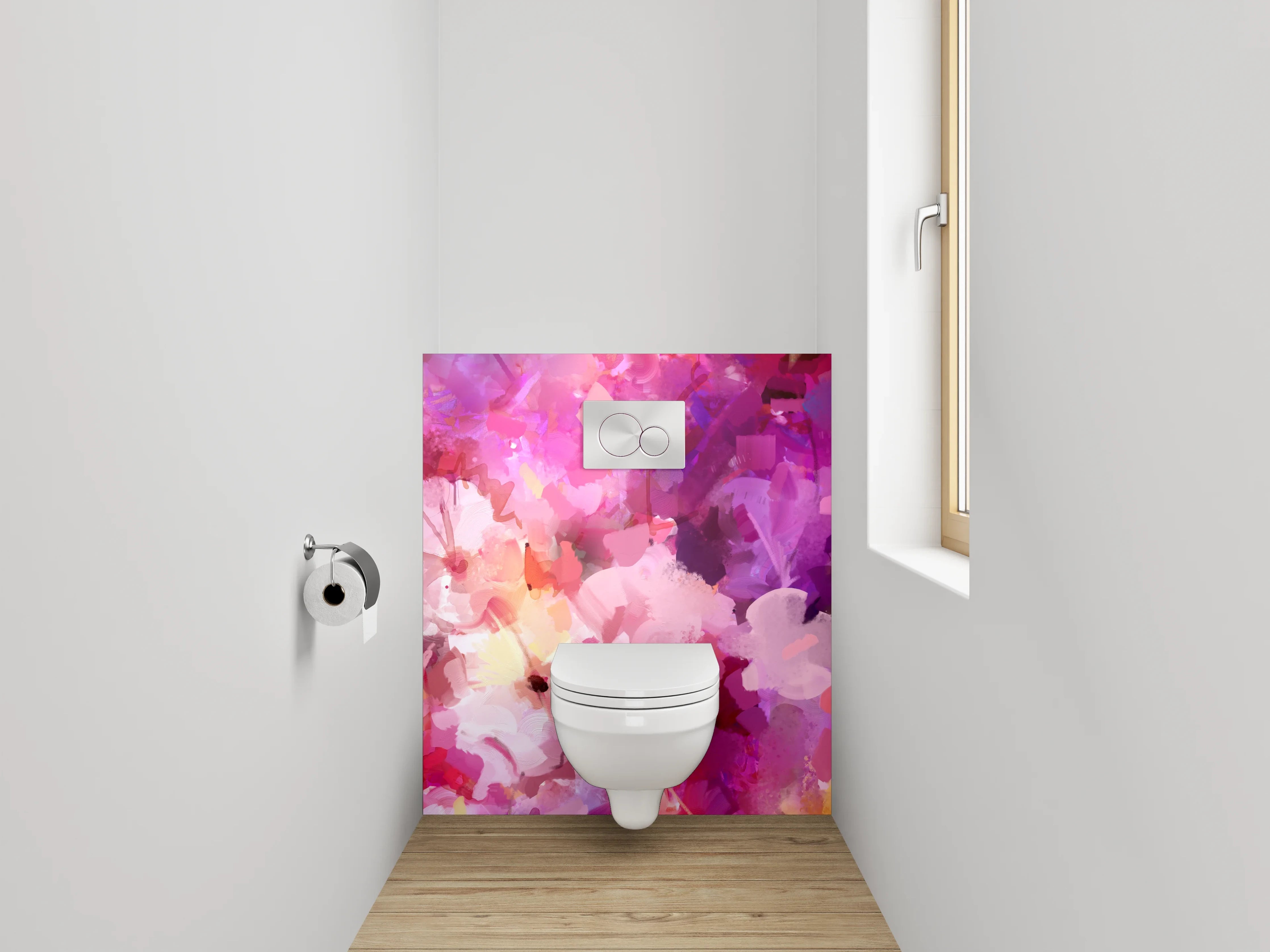WC-Rückwand - Aquarell Blumenpracht in Pink Tönen