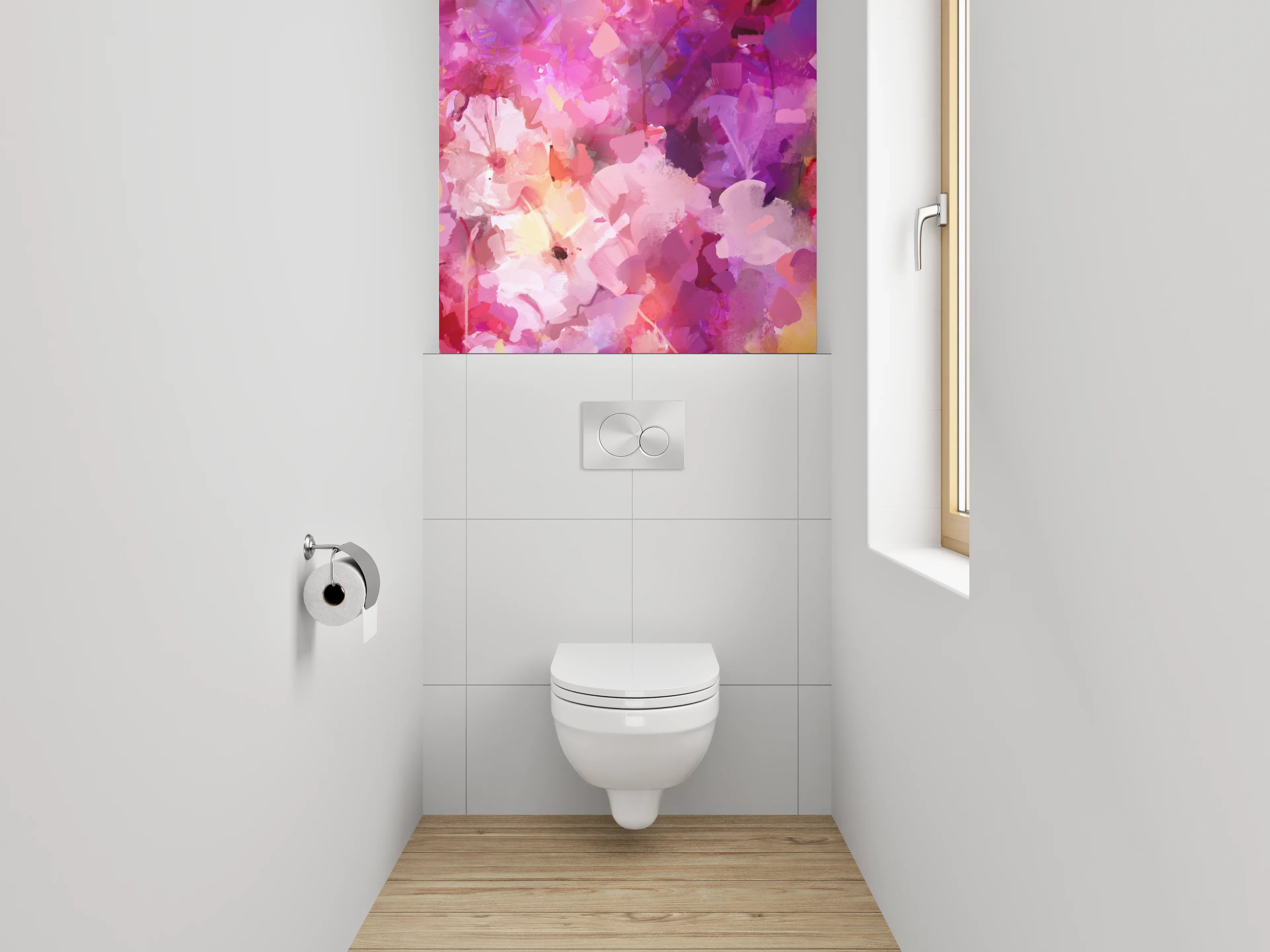 WC-Rückwand - Aquarell Blumenpracht in Pink Tönen