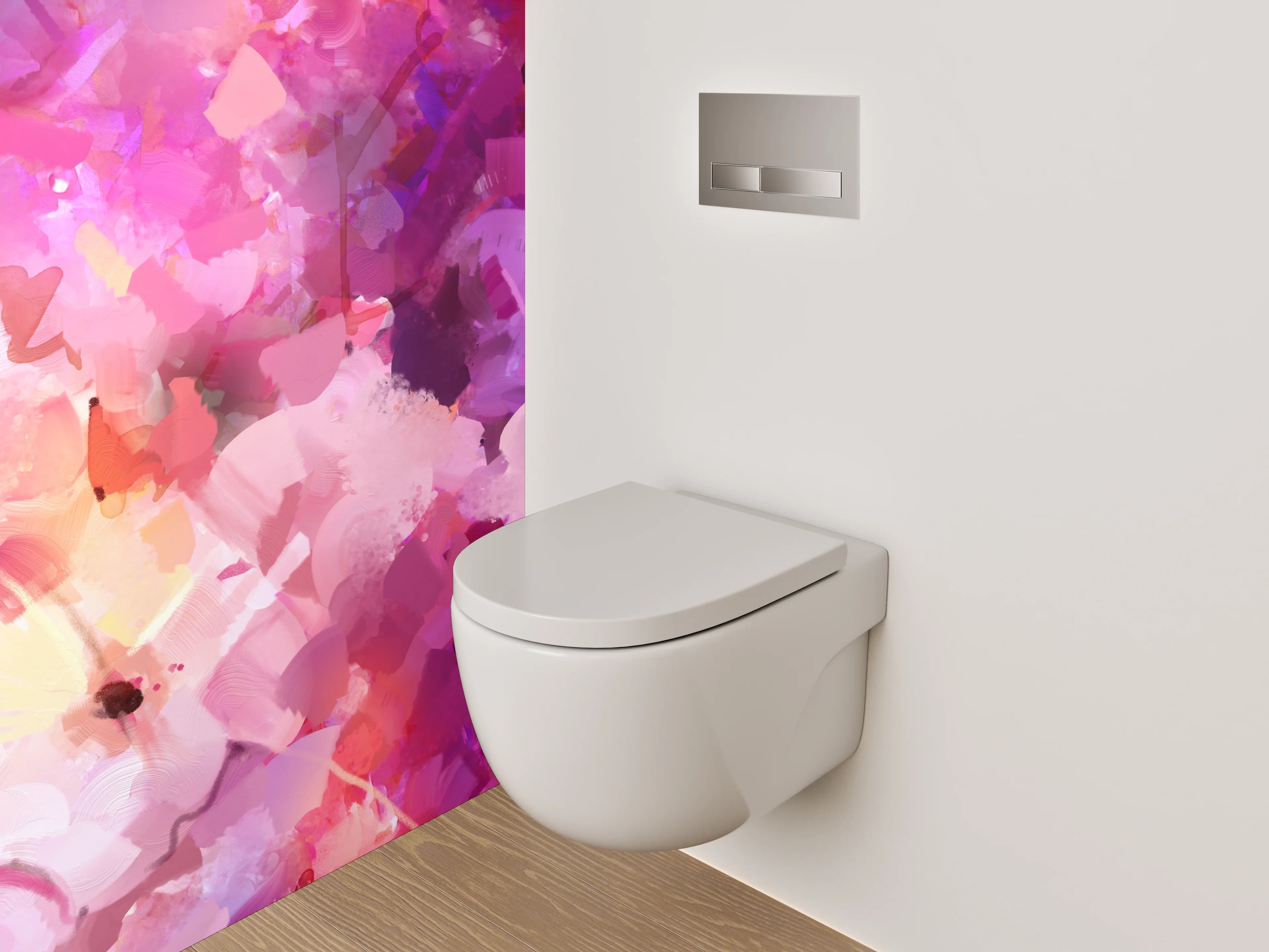 WC-Rückwand - Aquarell Blumenpracht in Pink Tönen