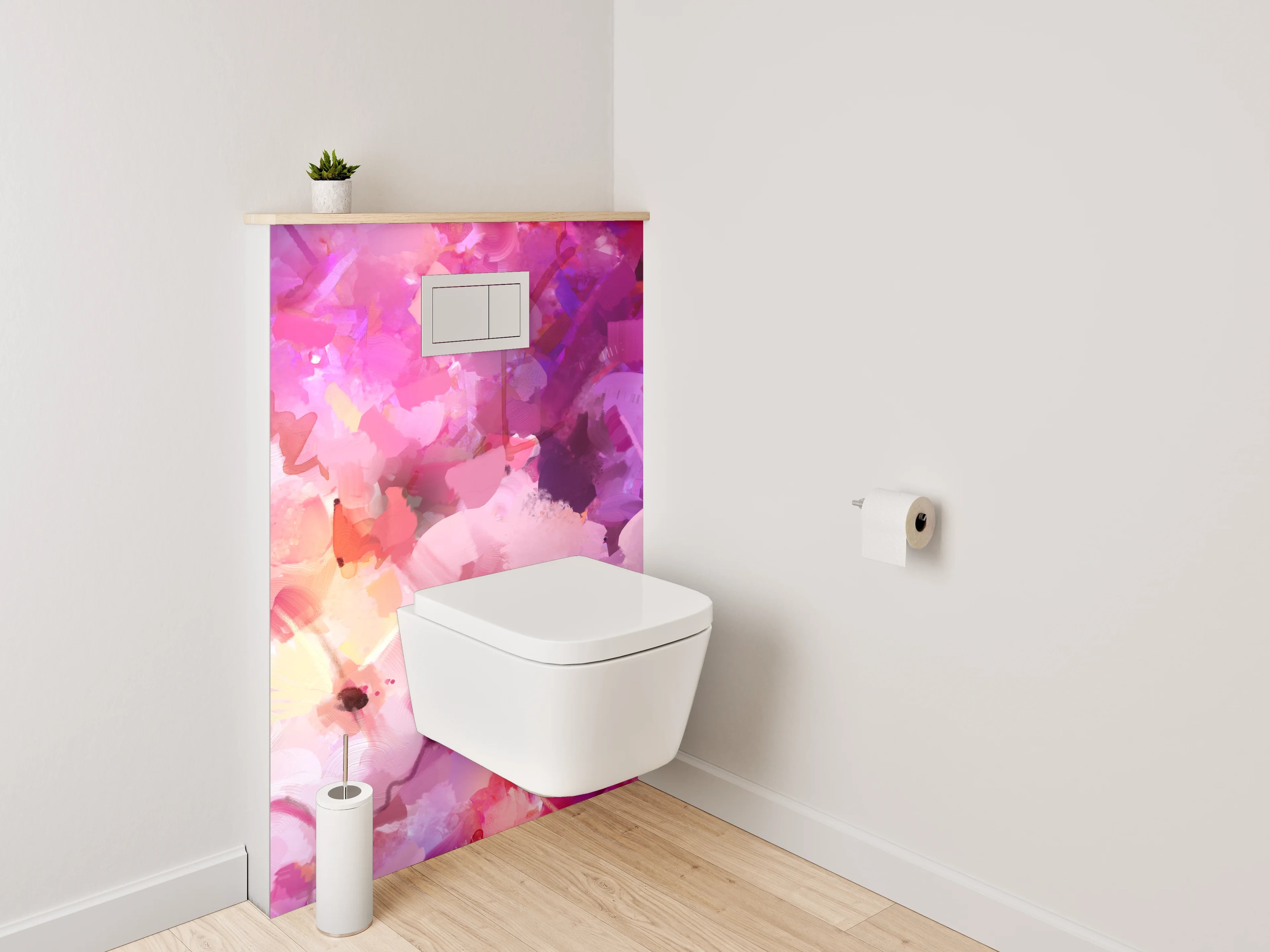 WC-Rückwand - Aquarell Blumenpracht in Pink Tönen