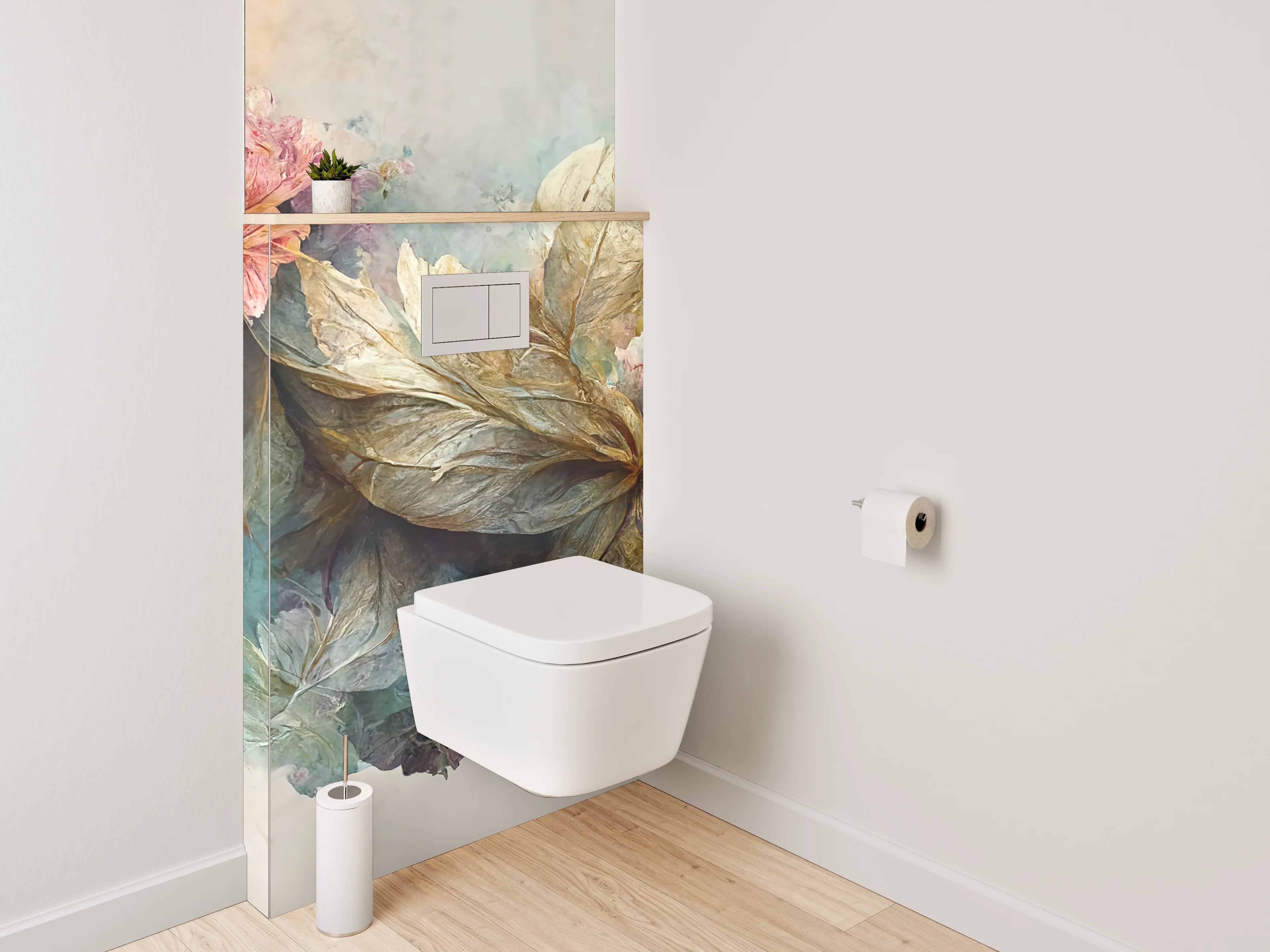 WC-Rückwand - Aquarell Blumenpracht in sanften Naturtönen