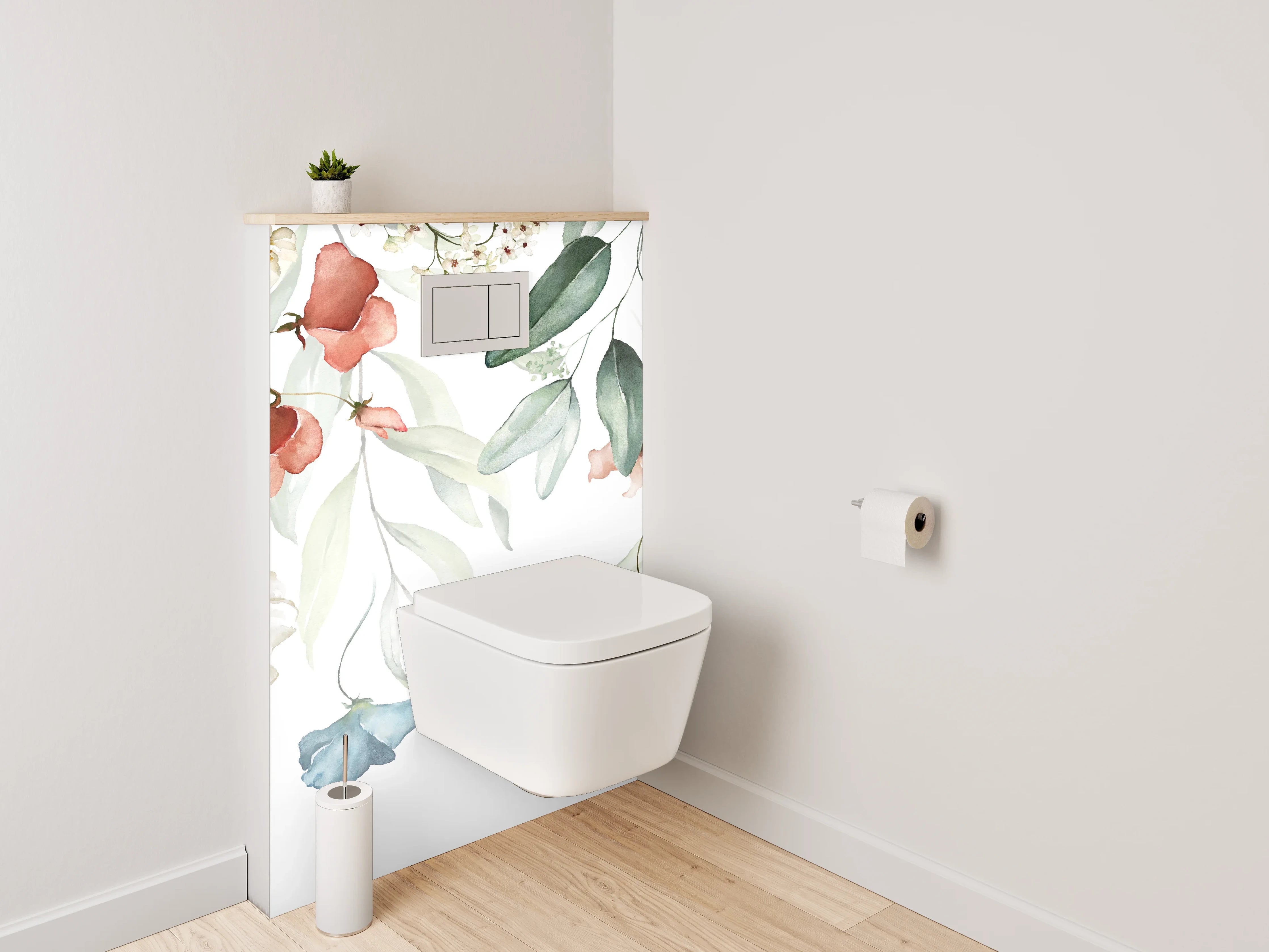 WC-Rückwand - Aquarell Blumenranke Soft Pastell