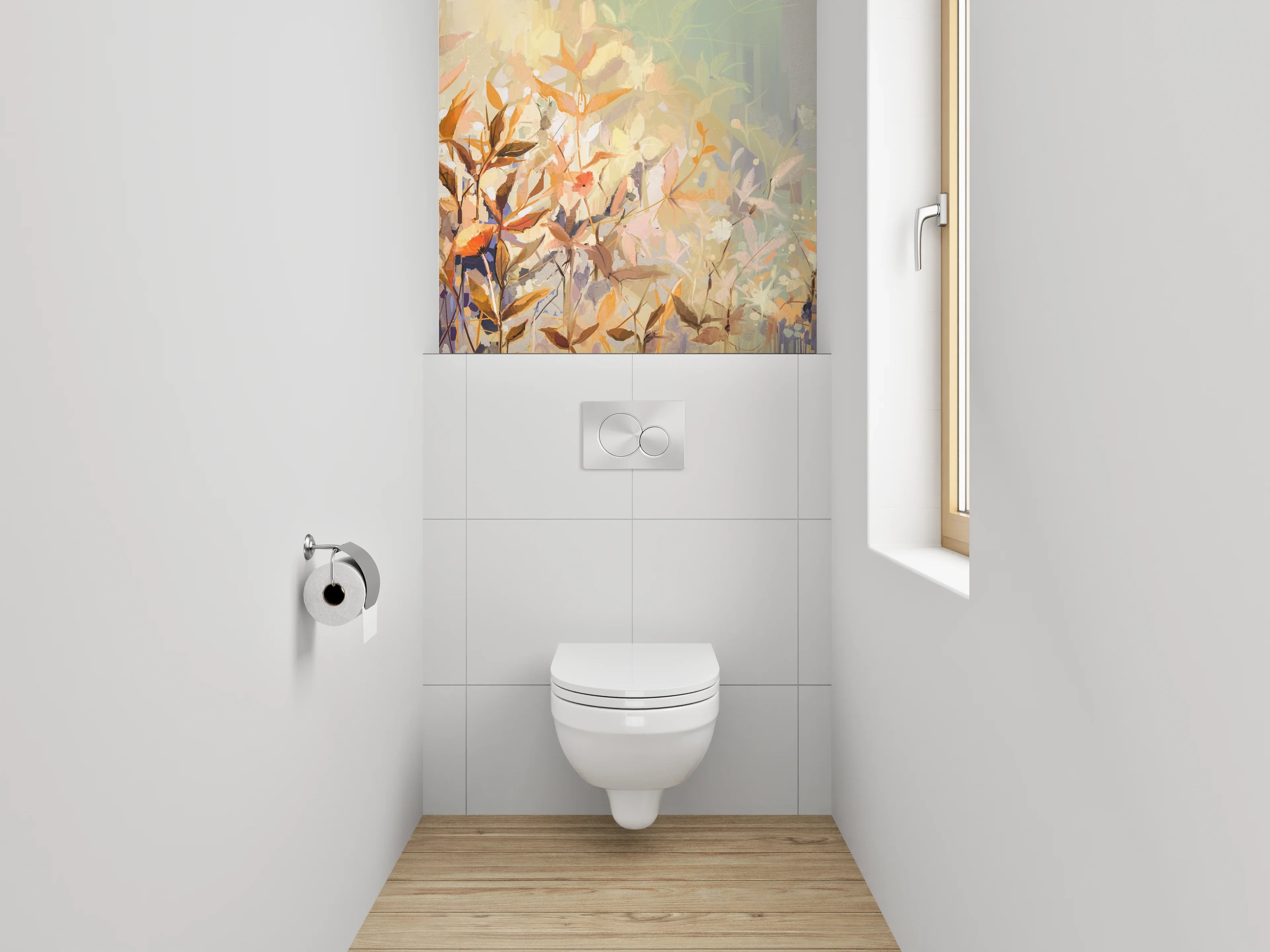 WC-Rückwand - Aquarell Blumenwiese Pastell