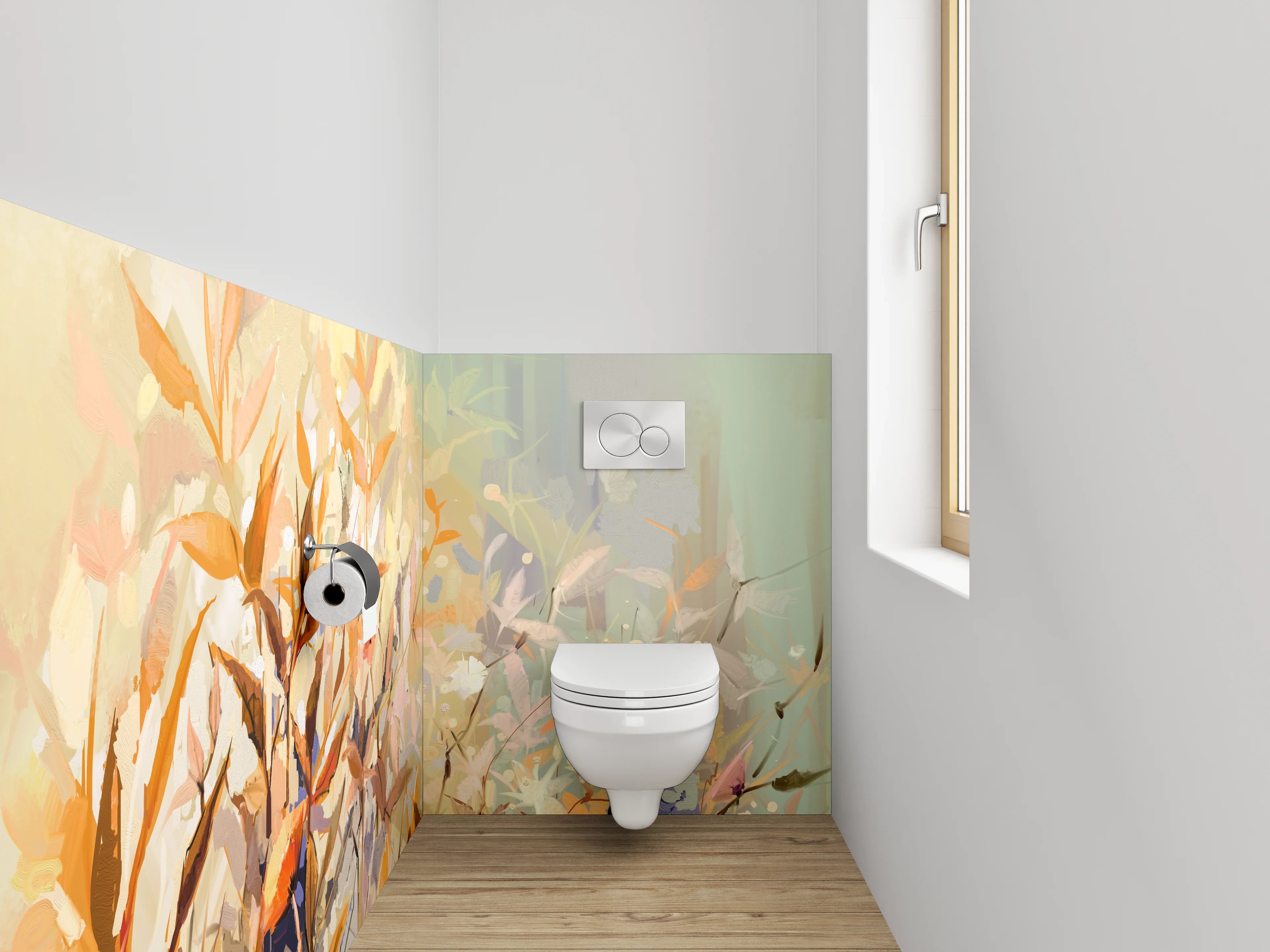 WC-Rückwand - Aquarell Blumenwiese Pastell
