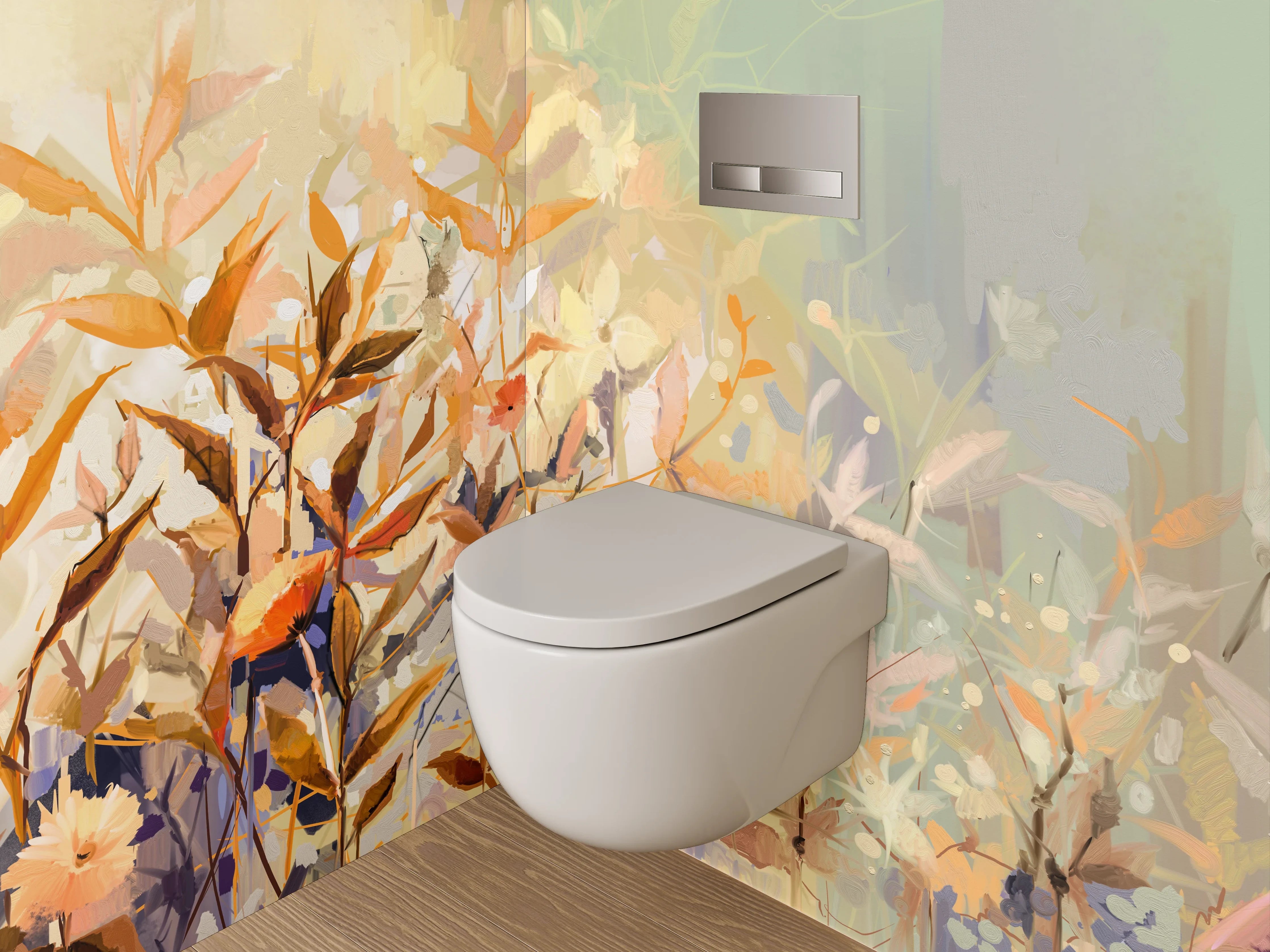 WC-Rückwand - Aquarell Blumenwiese Pastell