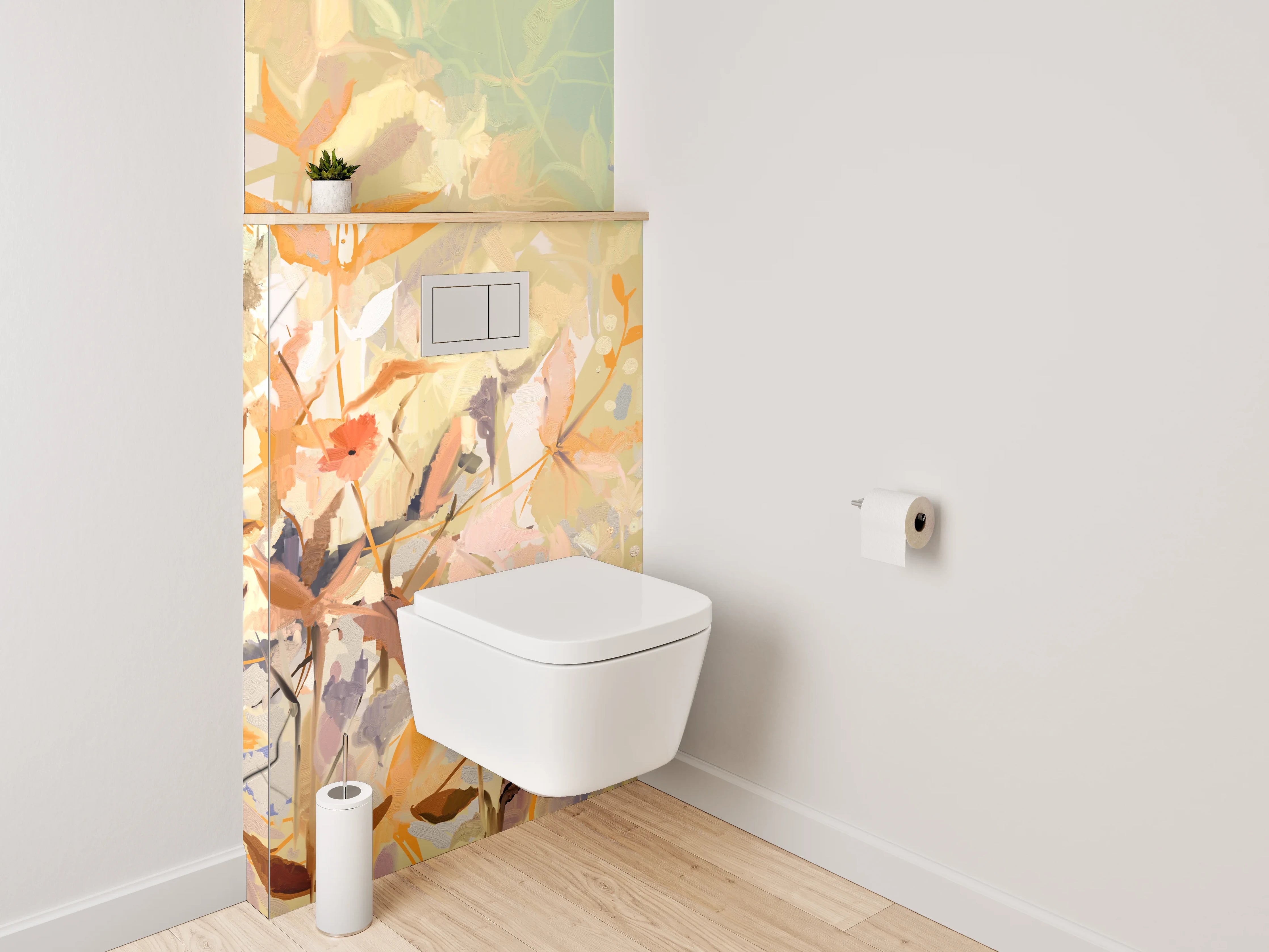 WC-Rückwand - Aquarell Blumenwiese Pastell