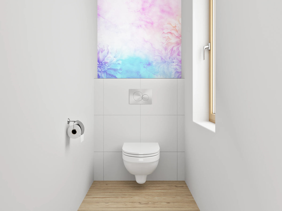 WC-Rückwand - Aquarell Blumenzauber in Pastell