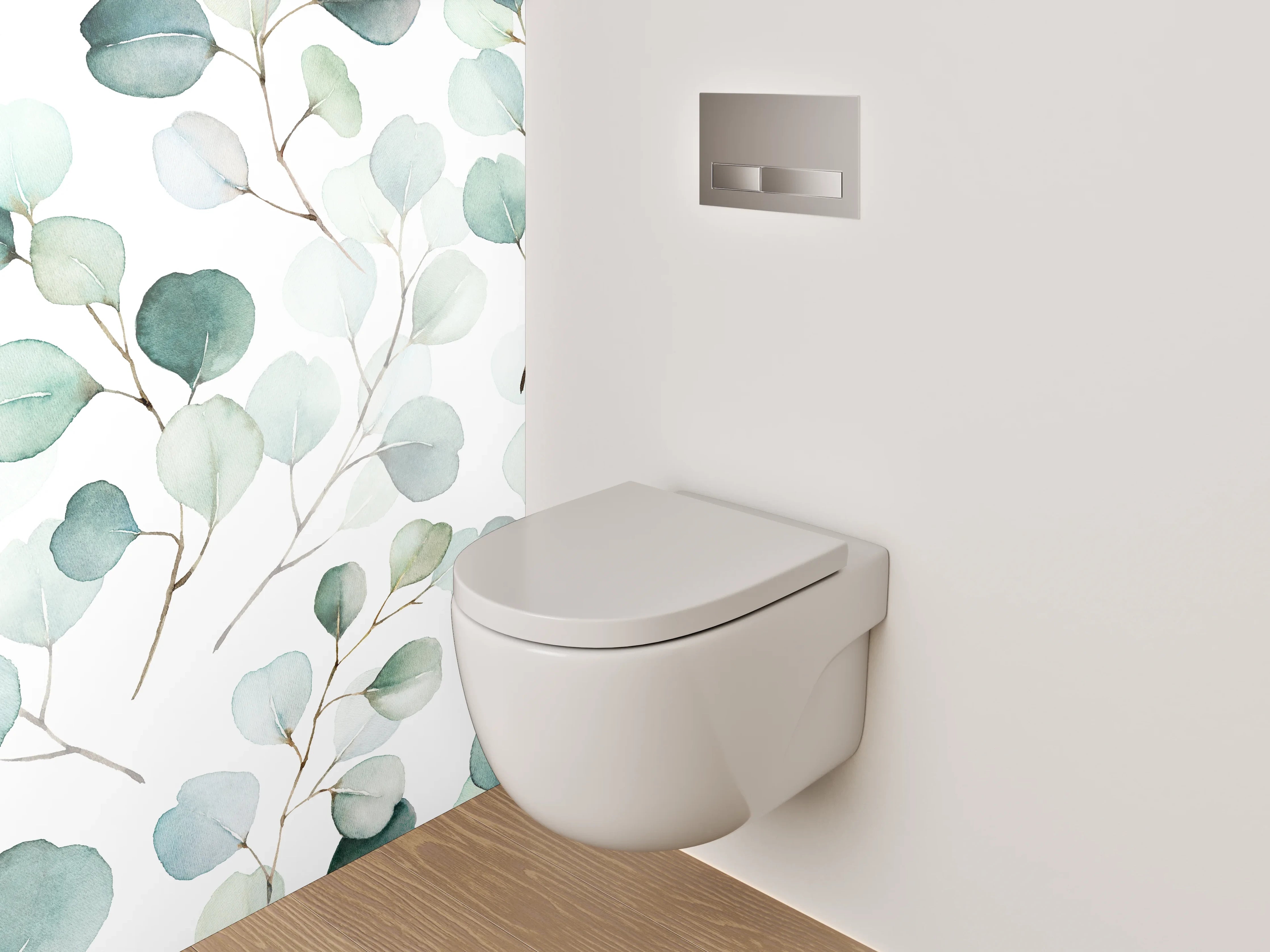 WC-Rückwand - Aquarell Eukalyptus Blätter Muster