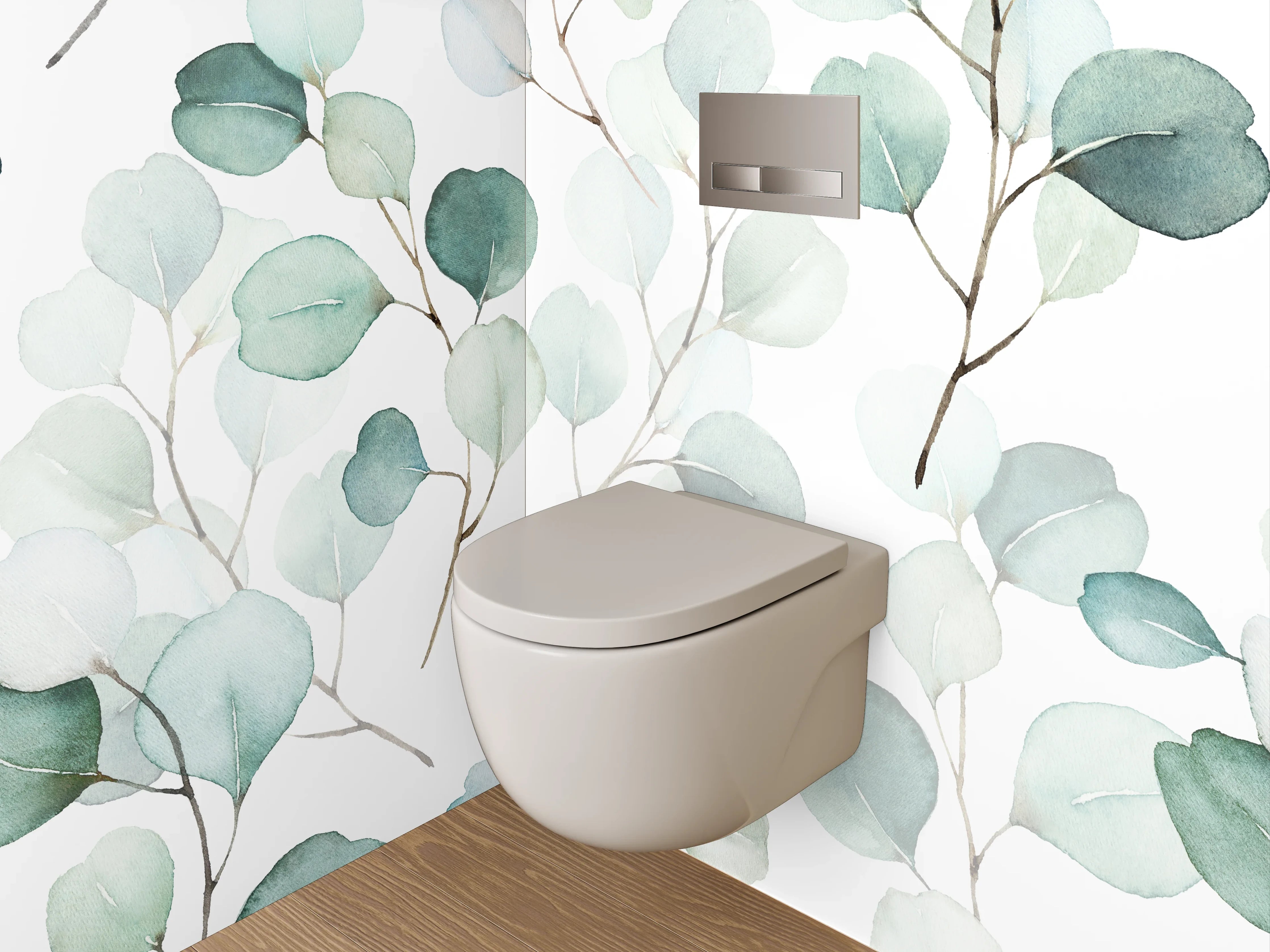 WC-Rückwand - Aquarell Eukalyptus Blätter Muster