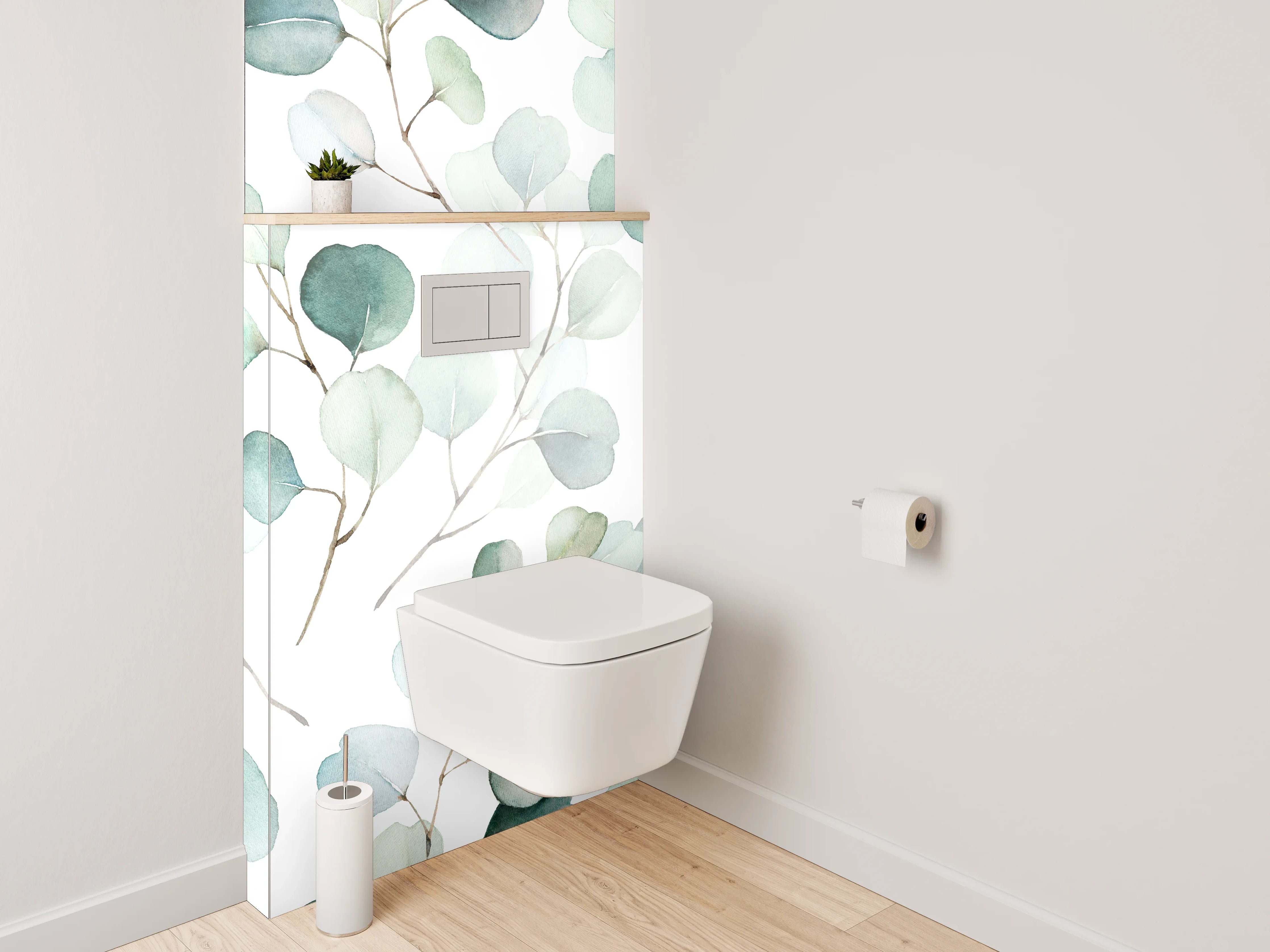 WC-Rückwand - Aquarell Eukalyptus Blätter Muster
