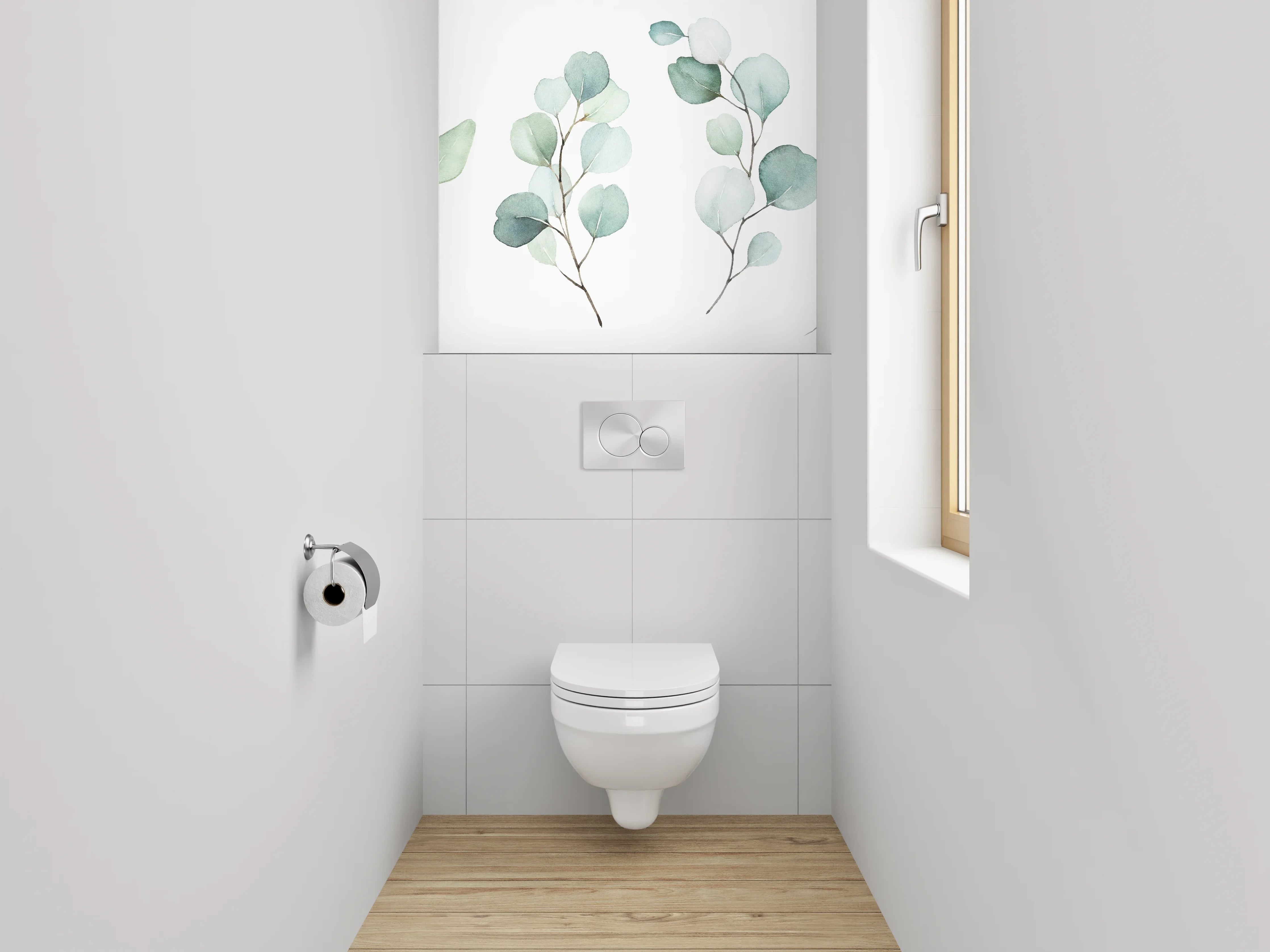 WC-Rückwand - Aquarell Eukalyptus Zweige Illustration