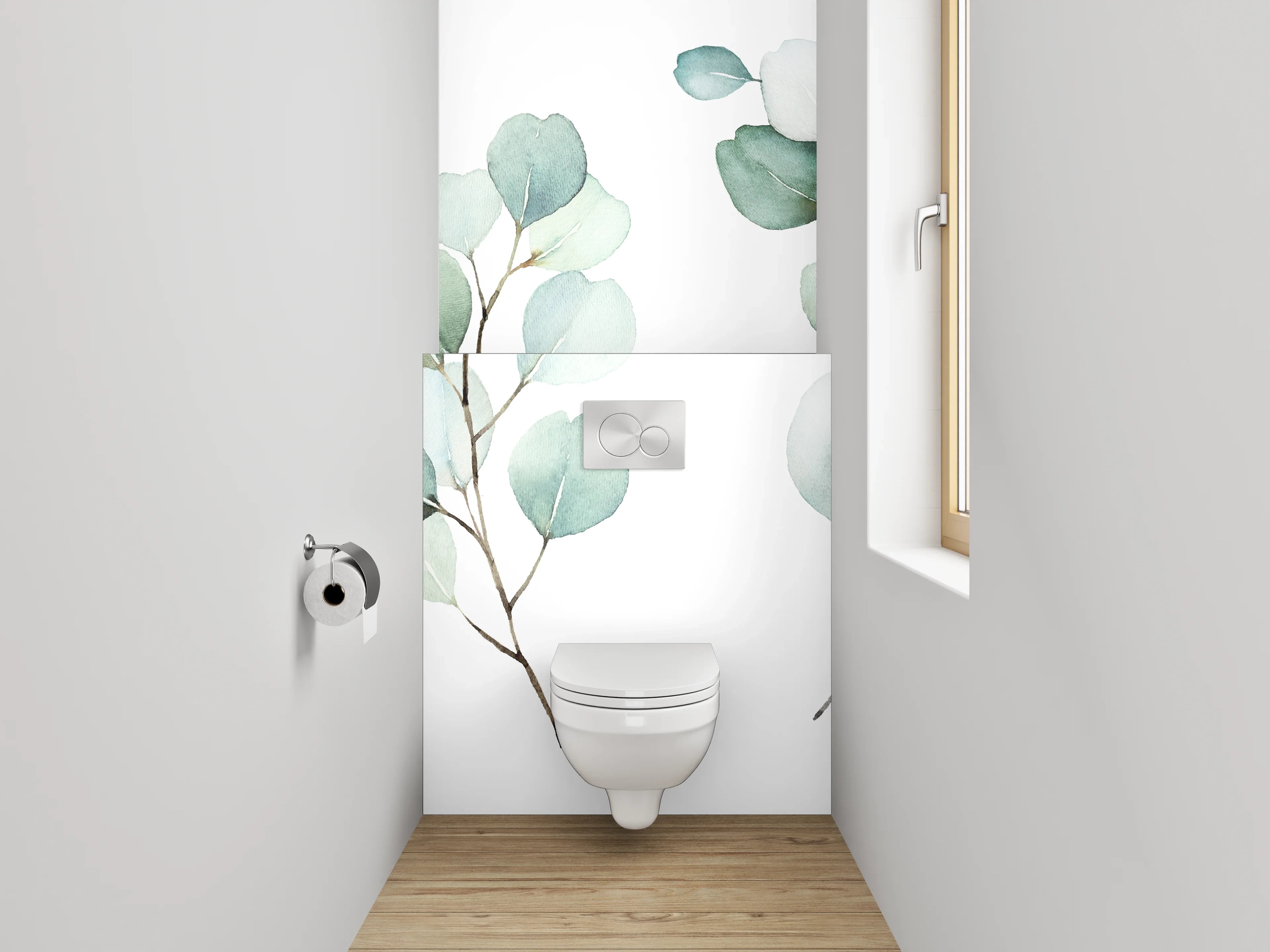 WC-Rückwand - Aquarell Eukalyptus Zweige Illustration