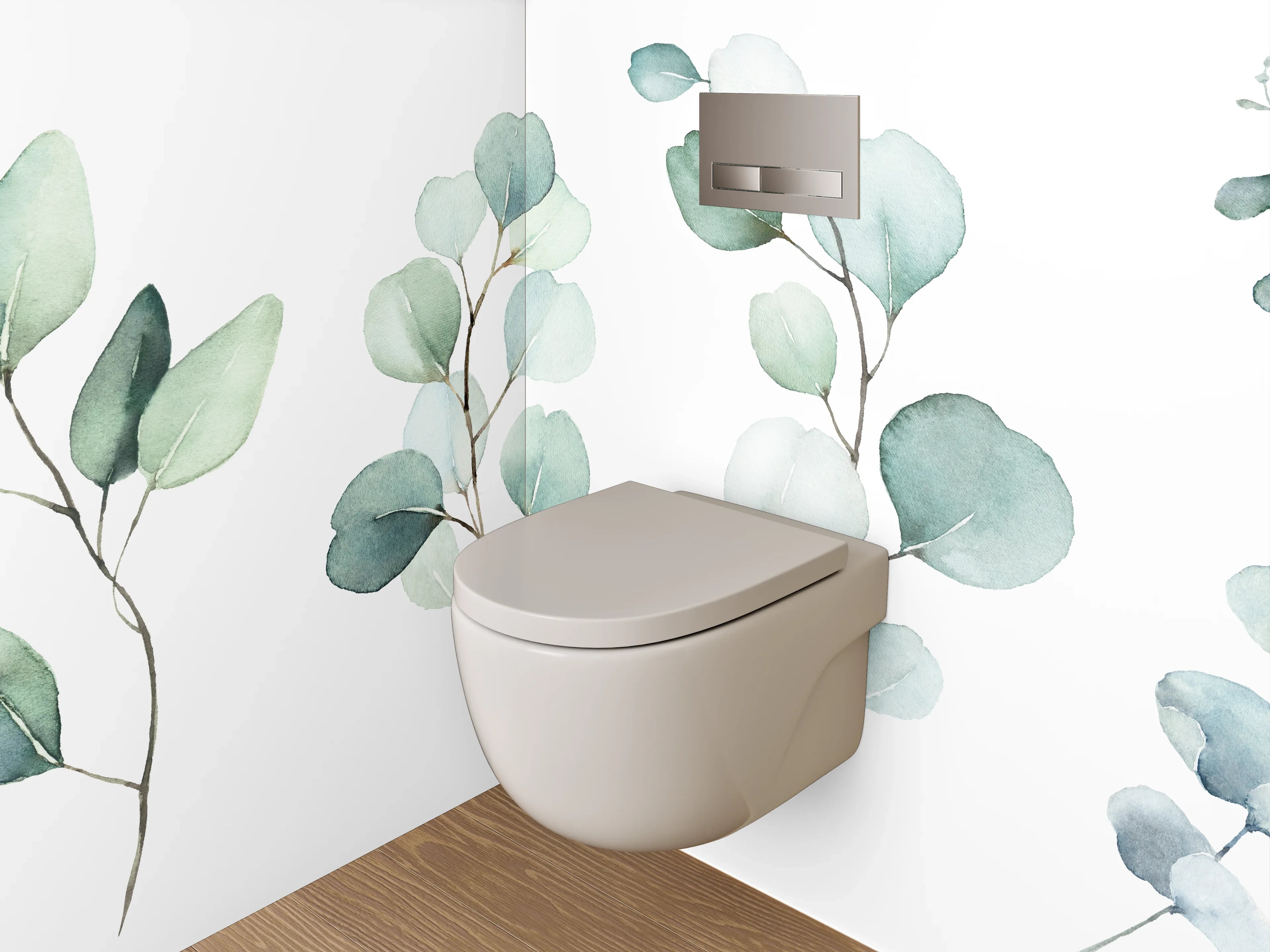 WC-Rückwand - Aquarell Eukalyptus Zweige Illustration