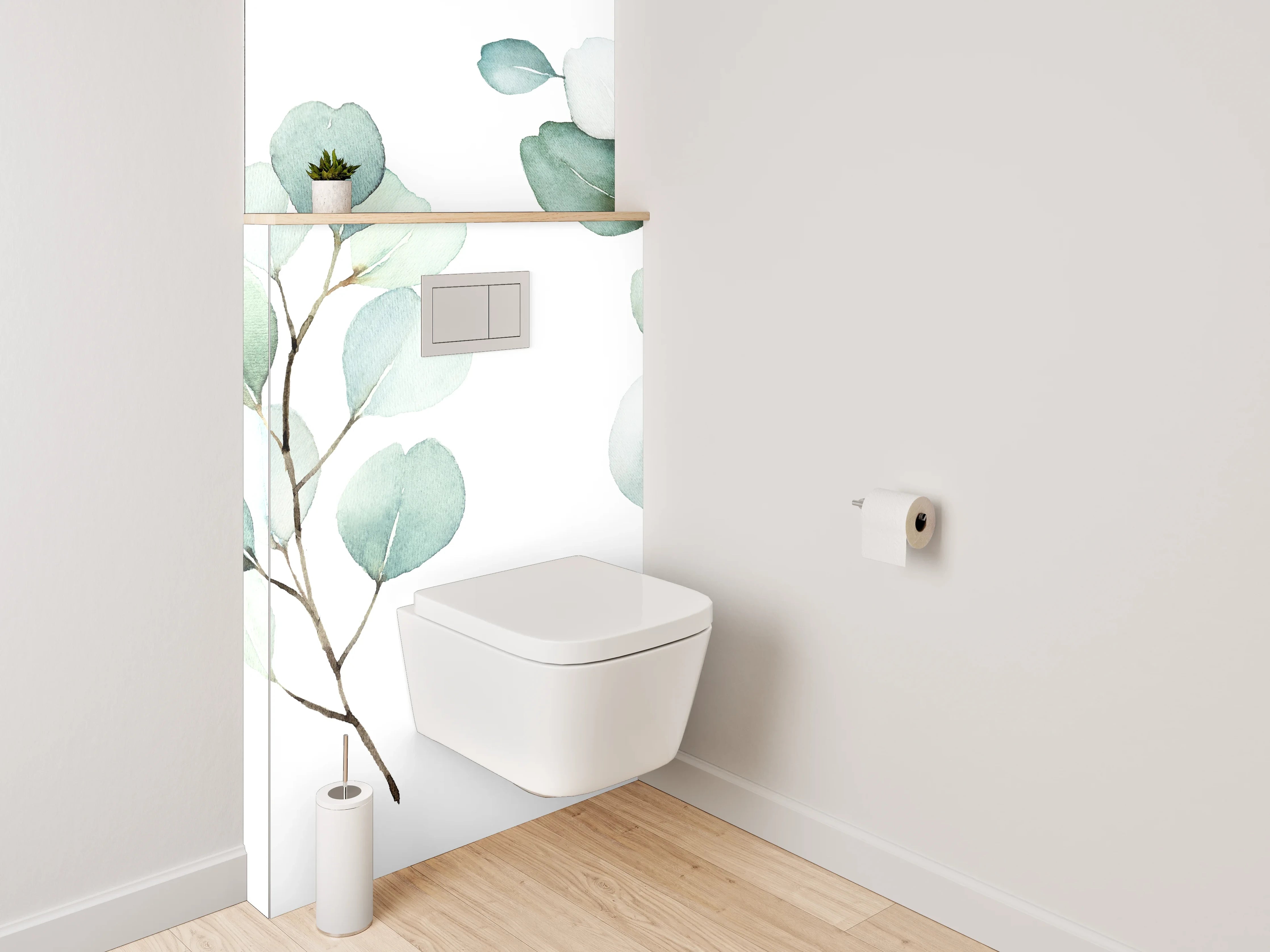 WC-Rückwand - Aquarell Eukalyptus Zweige Illustration