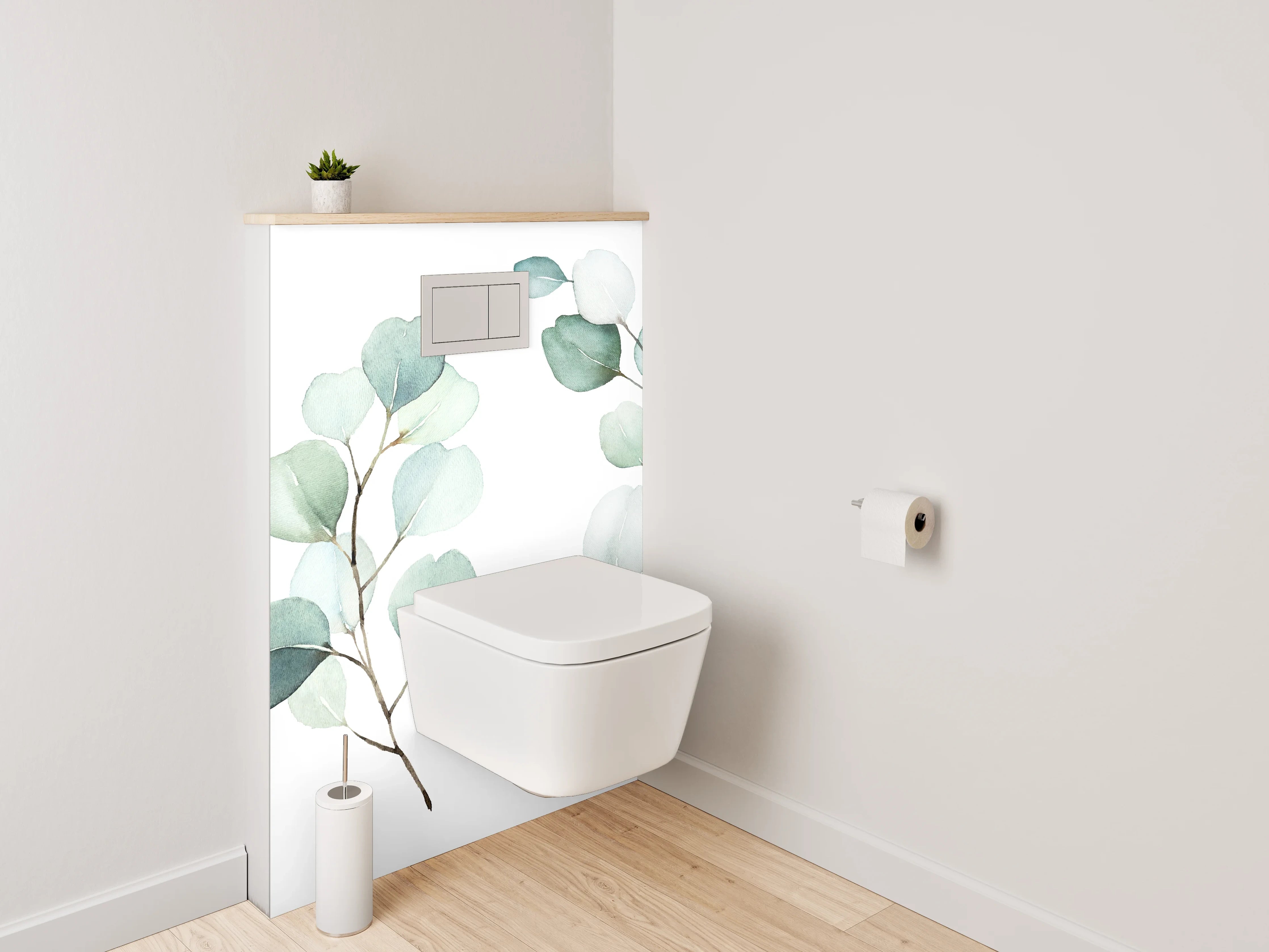 WC-Rückwand - Aquarell Eukalyptus Zweige Illustration