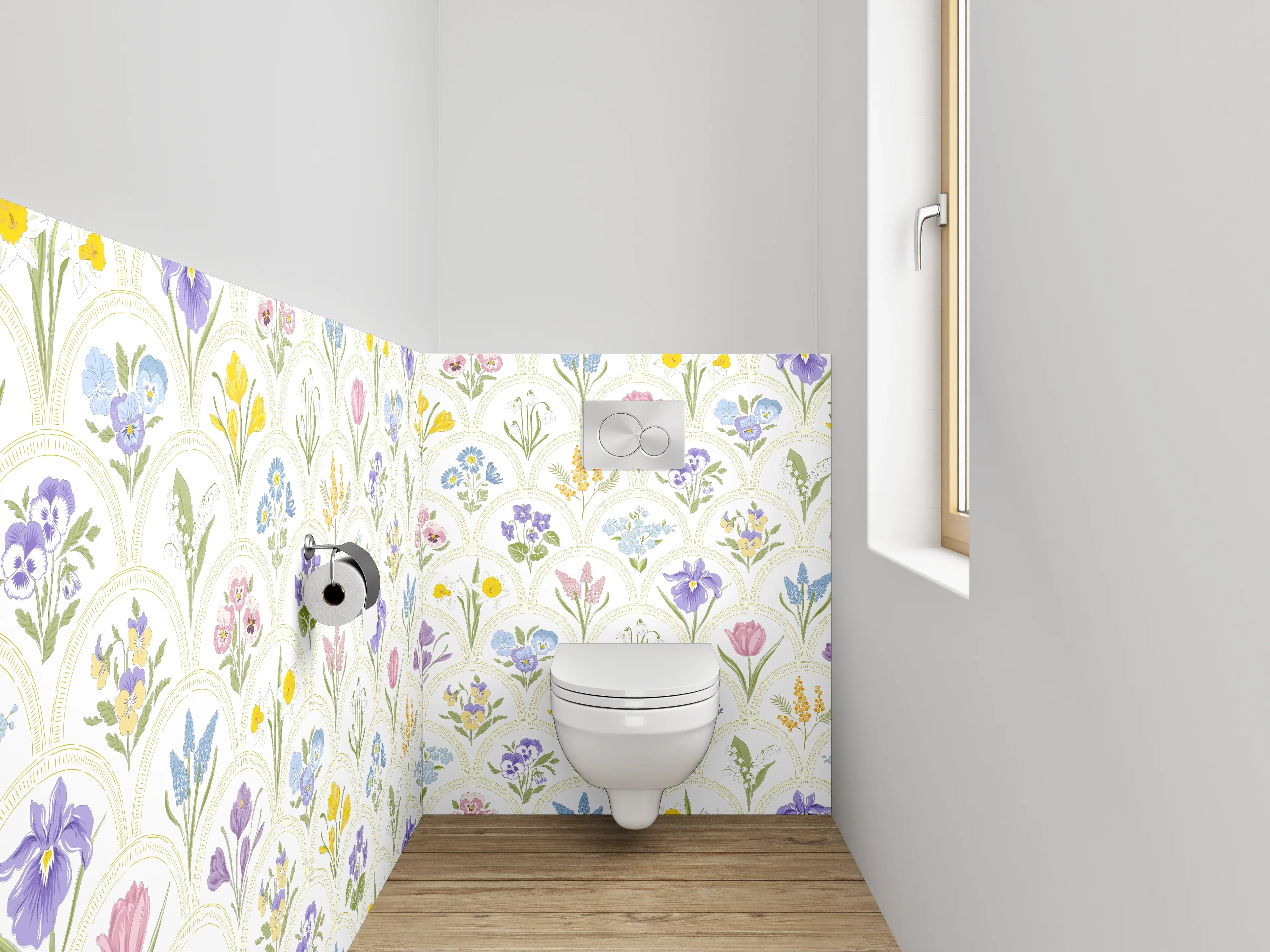WC-Rückwand - Aquarell Frühlingsblumen Muster