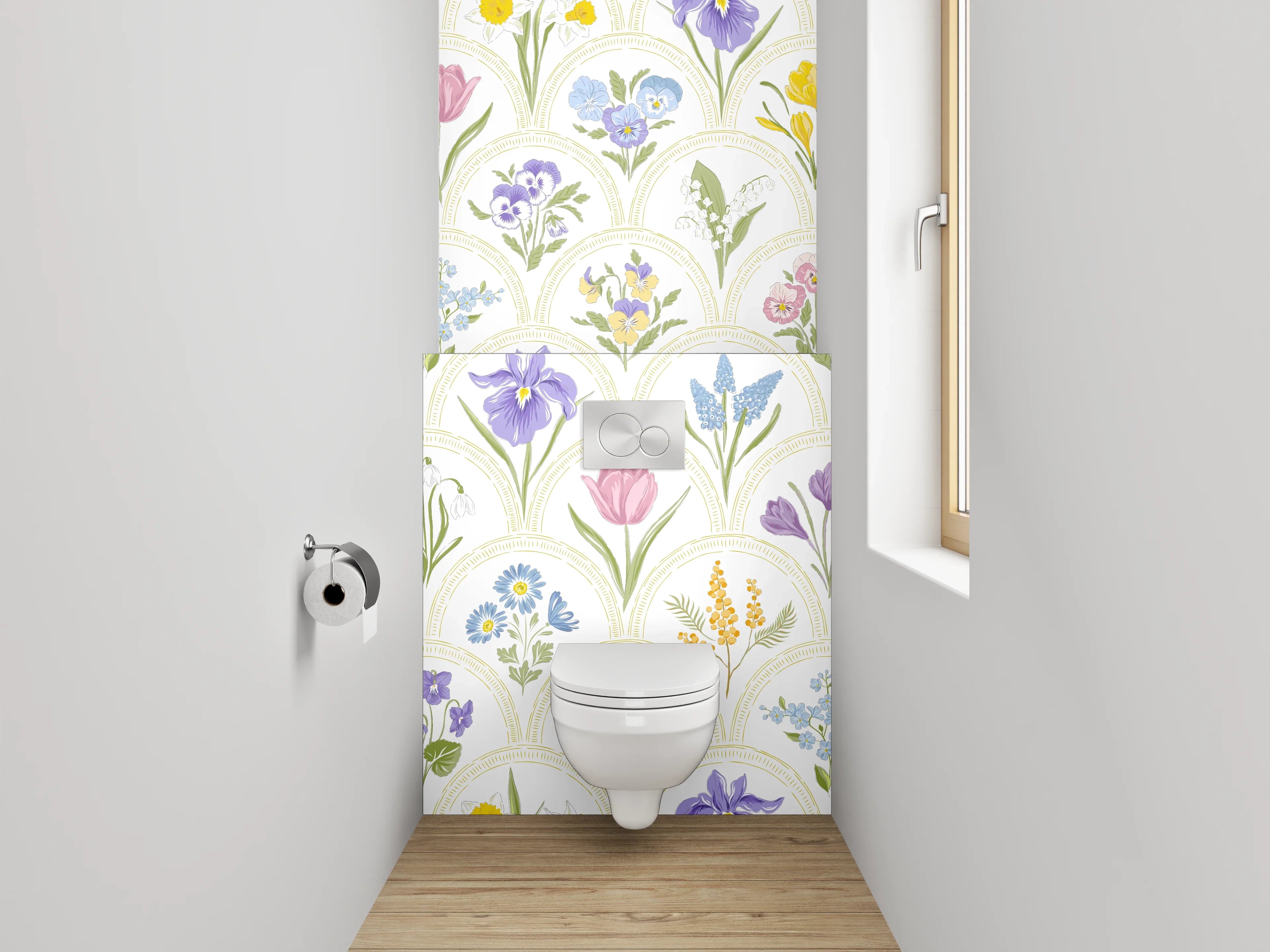 WC-Rückwand - Aquarell Frühlingsblumen Muster