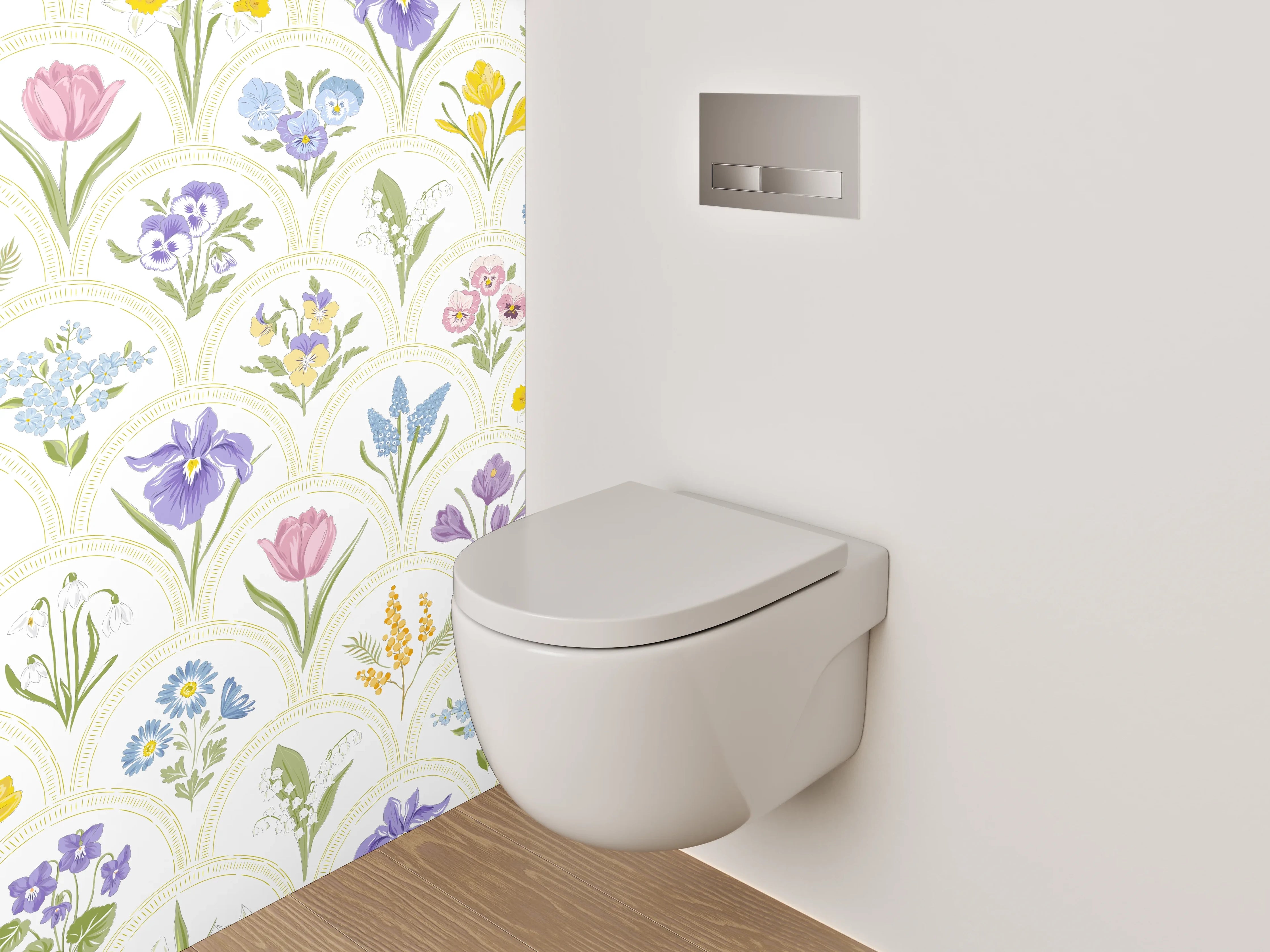 WC-Rückwand - Aquarell Frühlingsblumen Muster