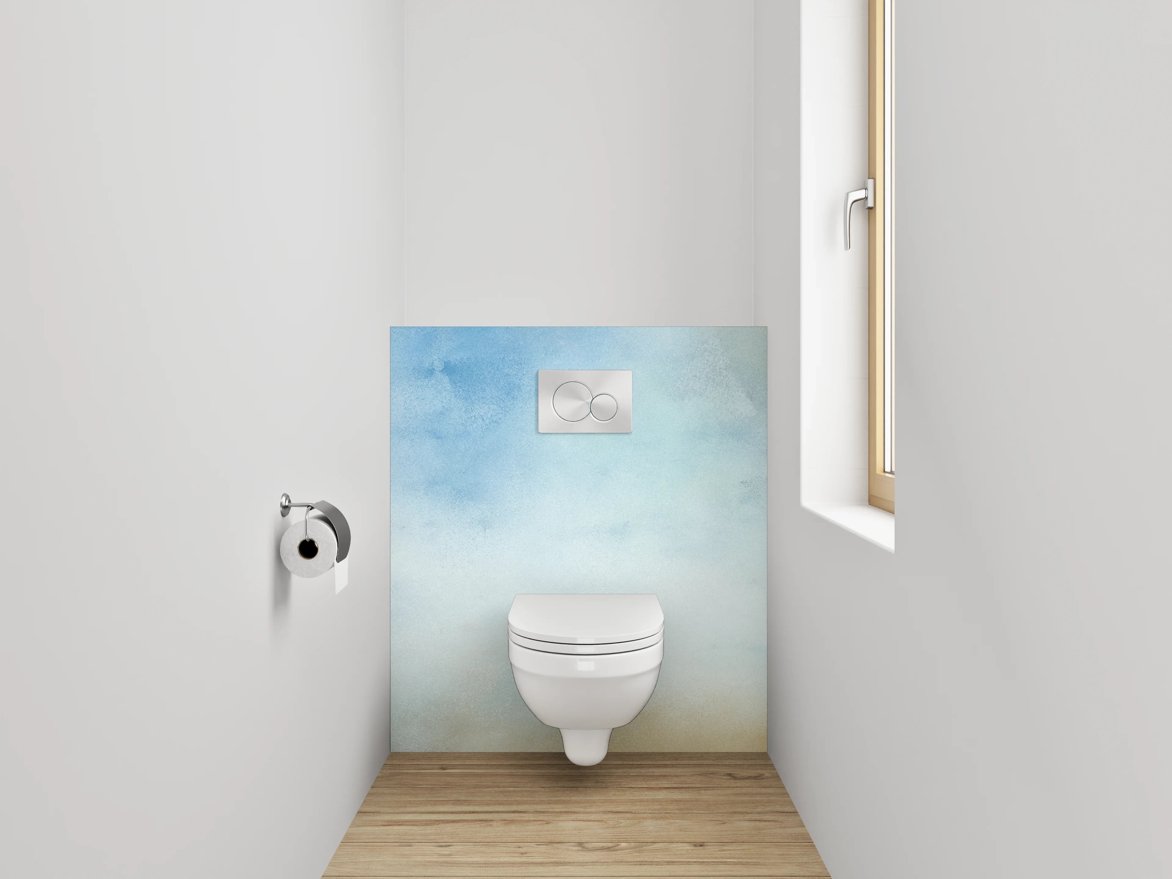 WC-Rückwand - Aquarell Himmel Wolken Blau Beige