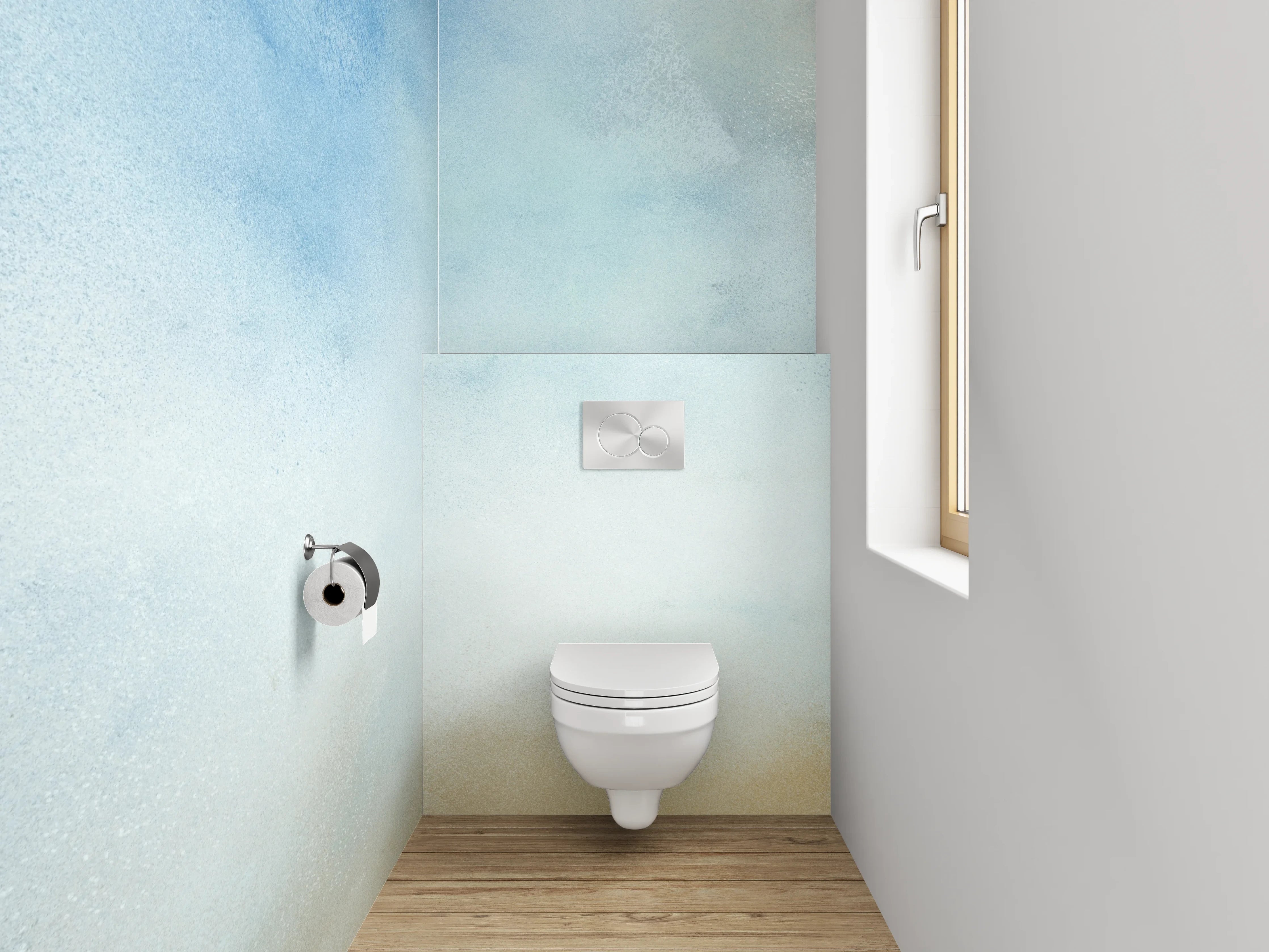 WC-Rückwand - Aquarell Himmel Wolken Blau Beige