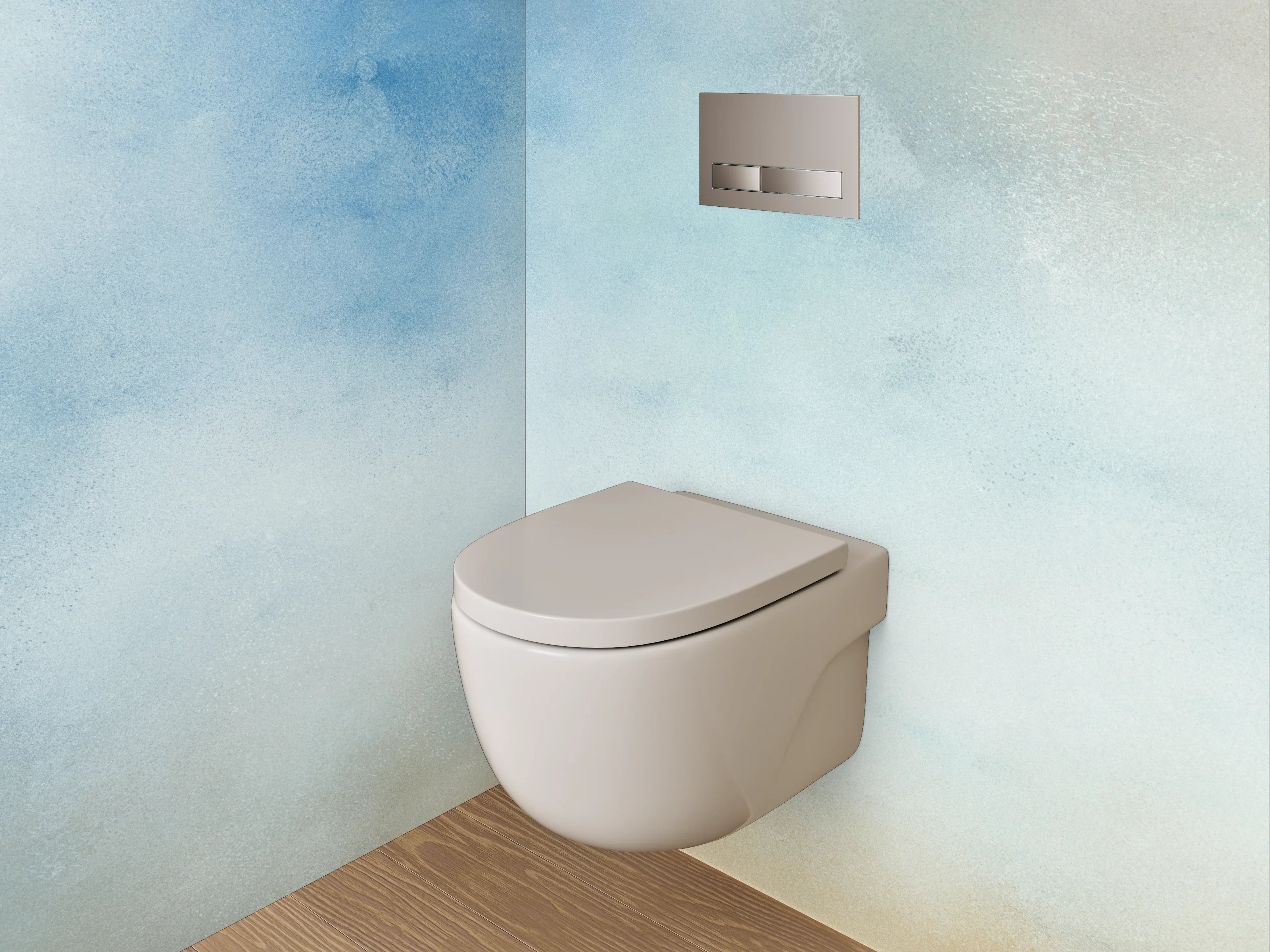 WC-Rückwand - Aquarell Himmel Wolken Blau Beige