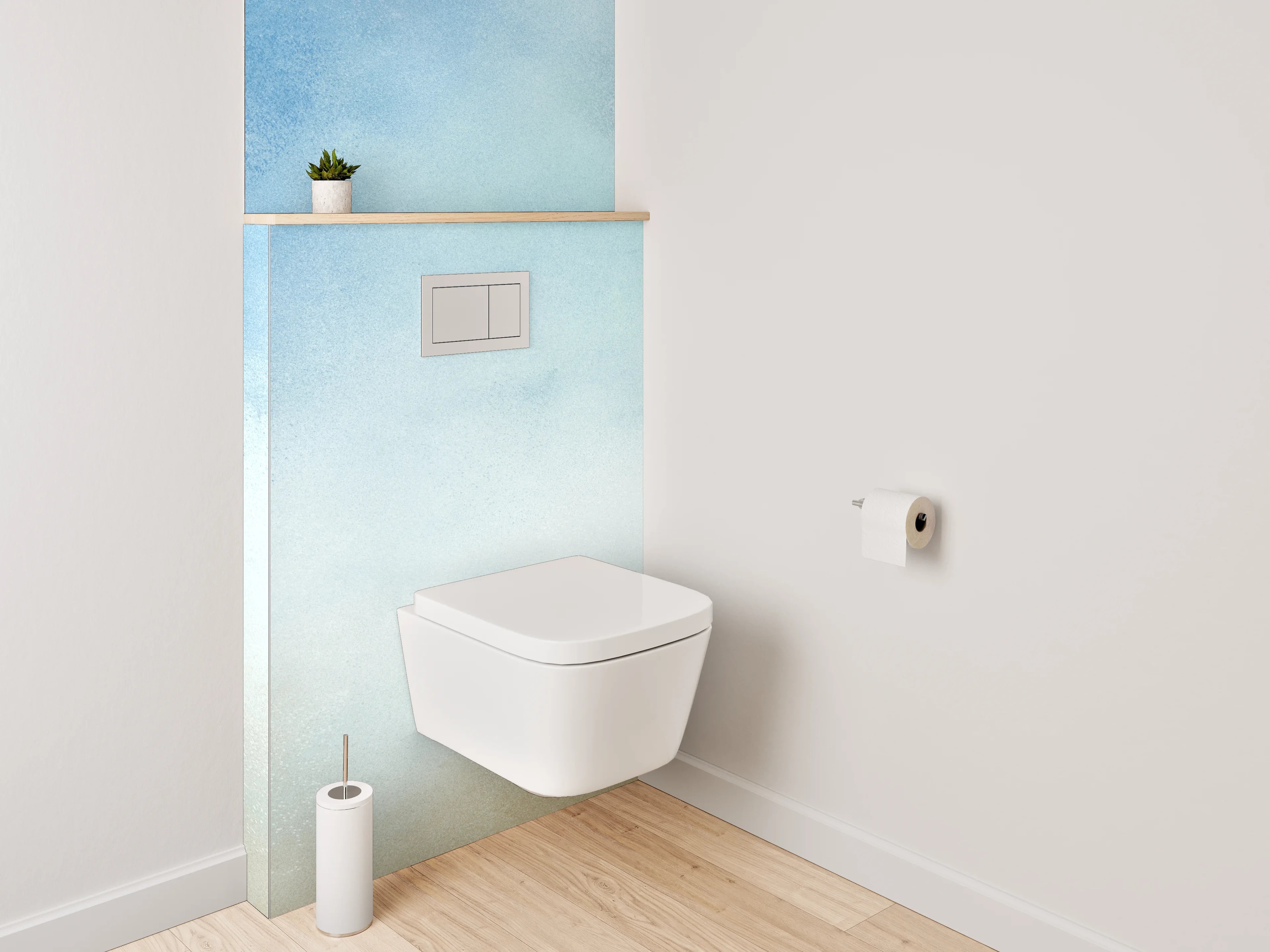 WC-Rückwand - Aquarell Himmel Wolken Blau Beige