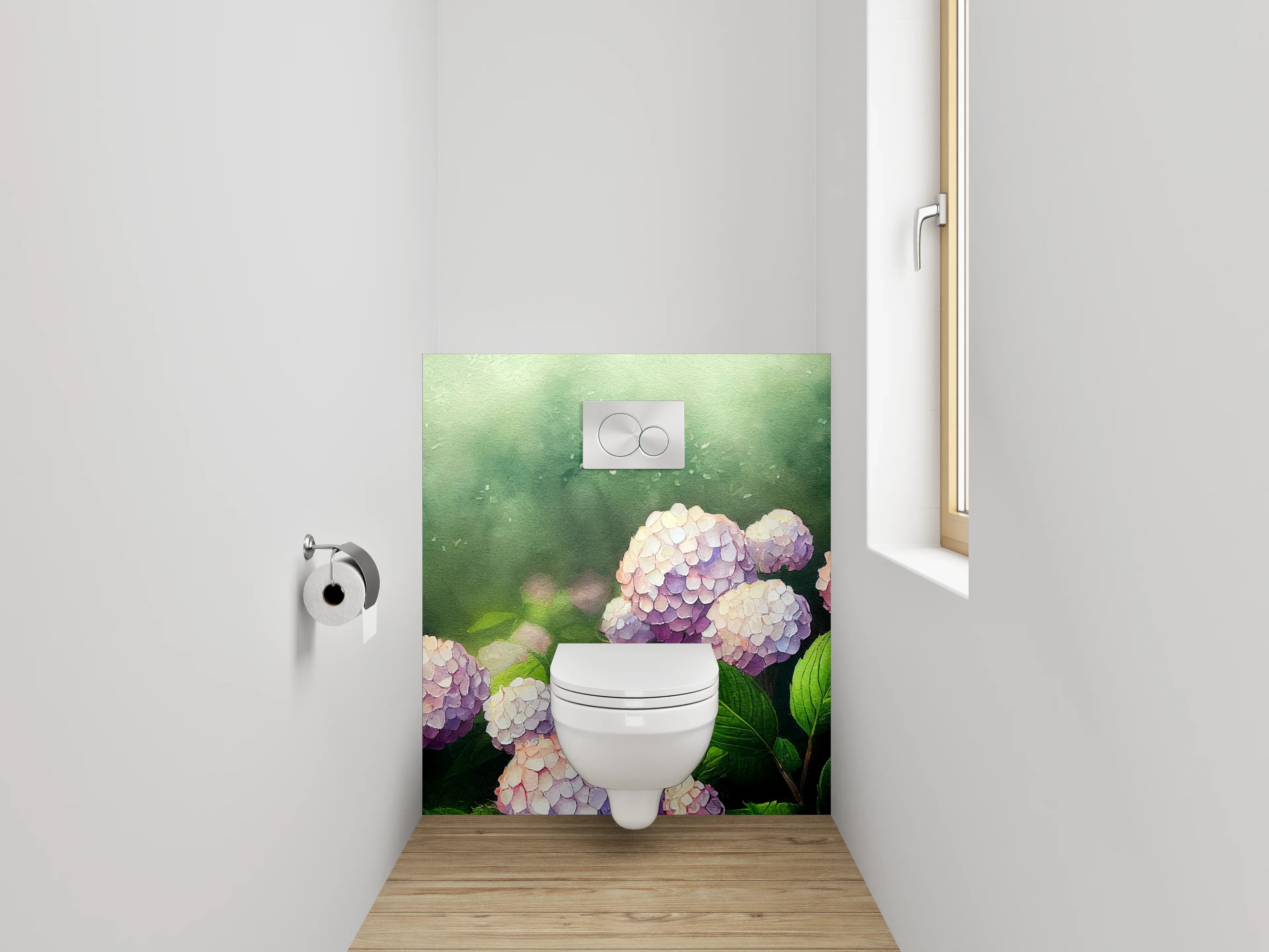 WC-Rückwand - Aquarell Hortensien Blumenpracht