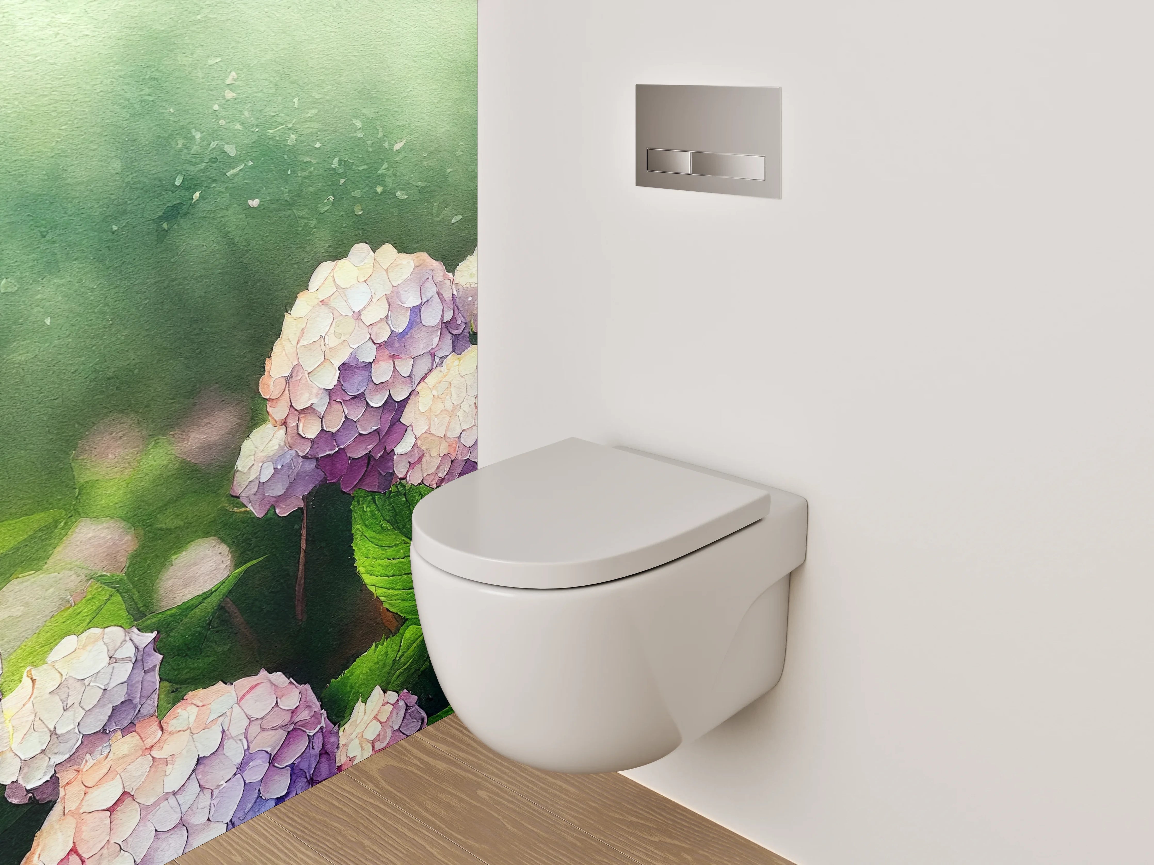 WC-Rückwand - Aquarell Hortensien Blumenpracht