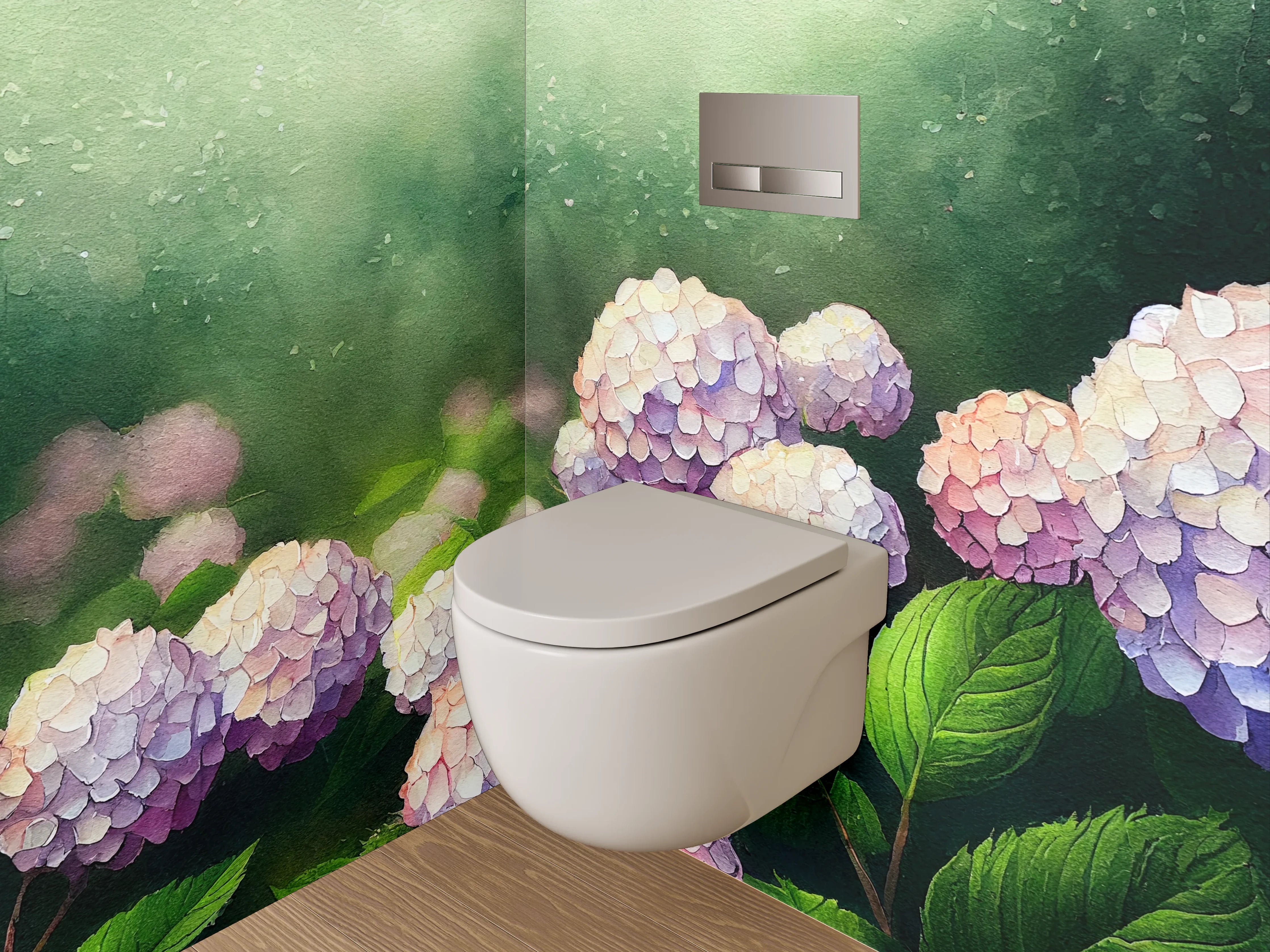 WC-Rückwand - Aquarell Hortensien Blumenpracht