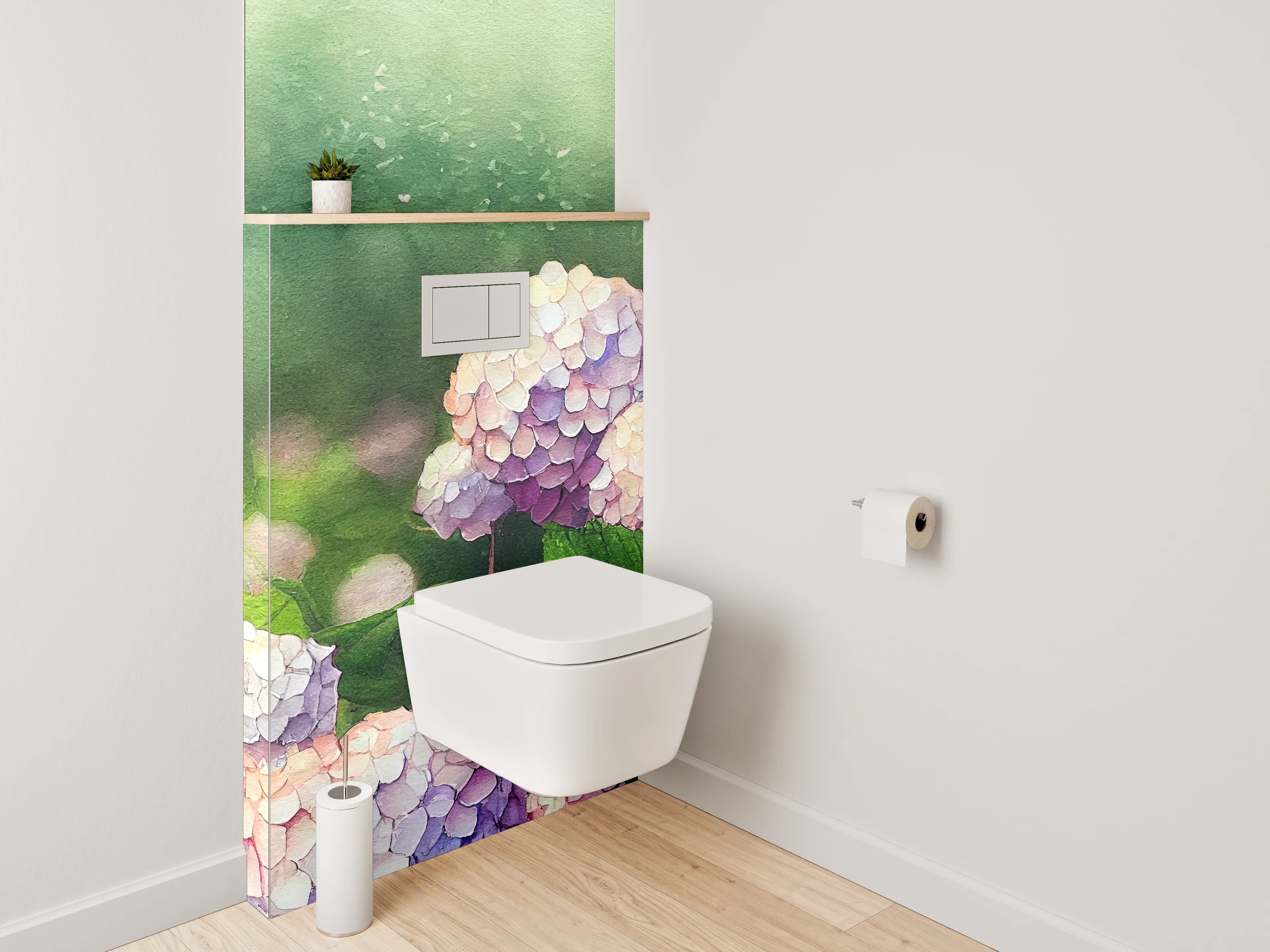 WC-Rückwand - Aquarell Hortensien Blumenpracht