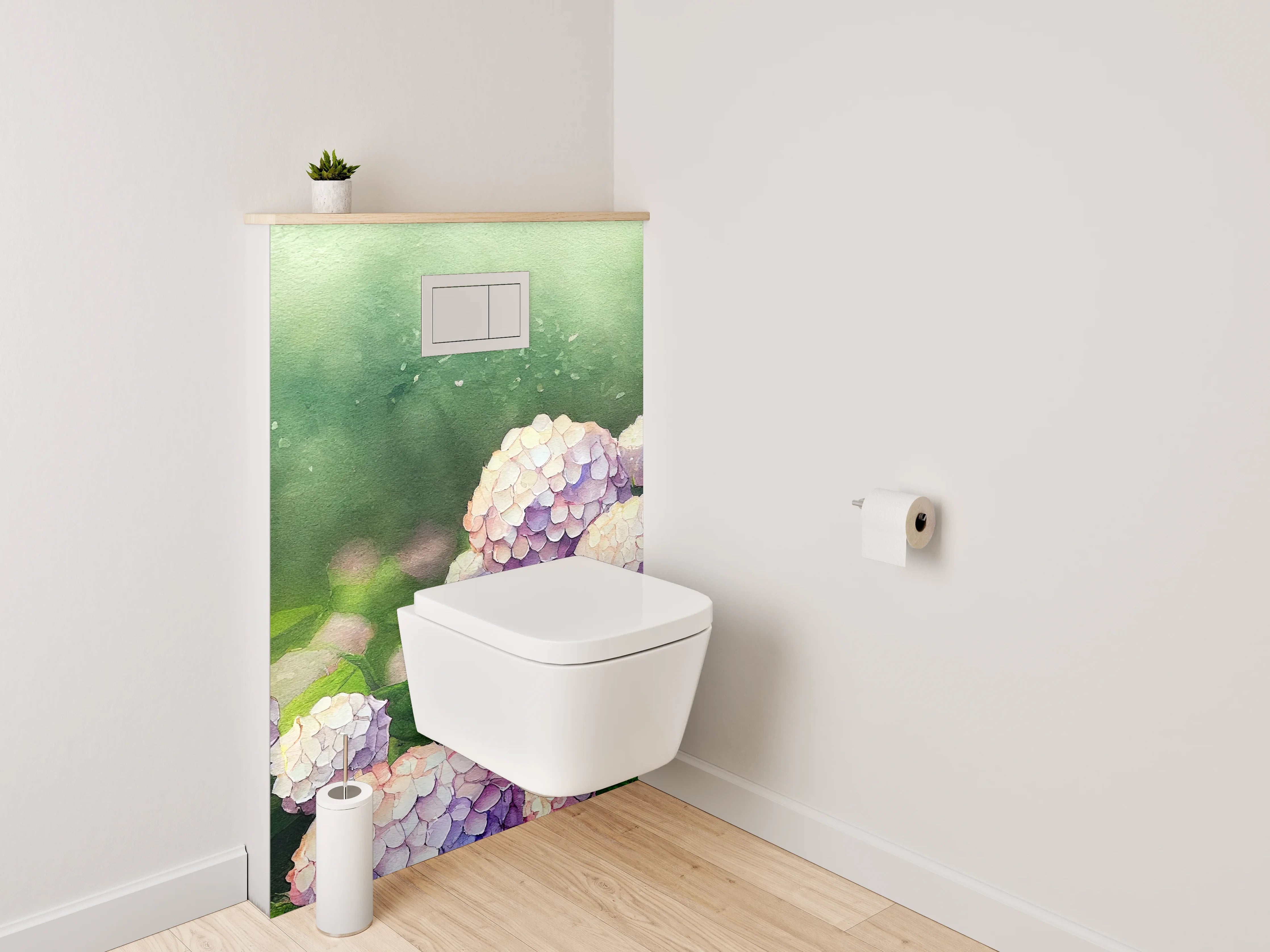 WC-Rückwand - Aquarell Hortensien Blumenpracht