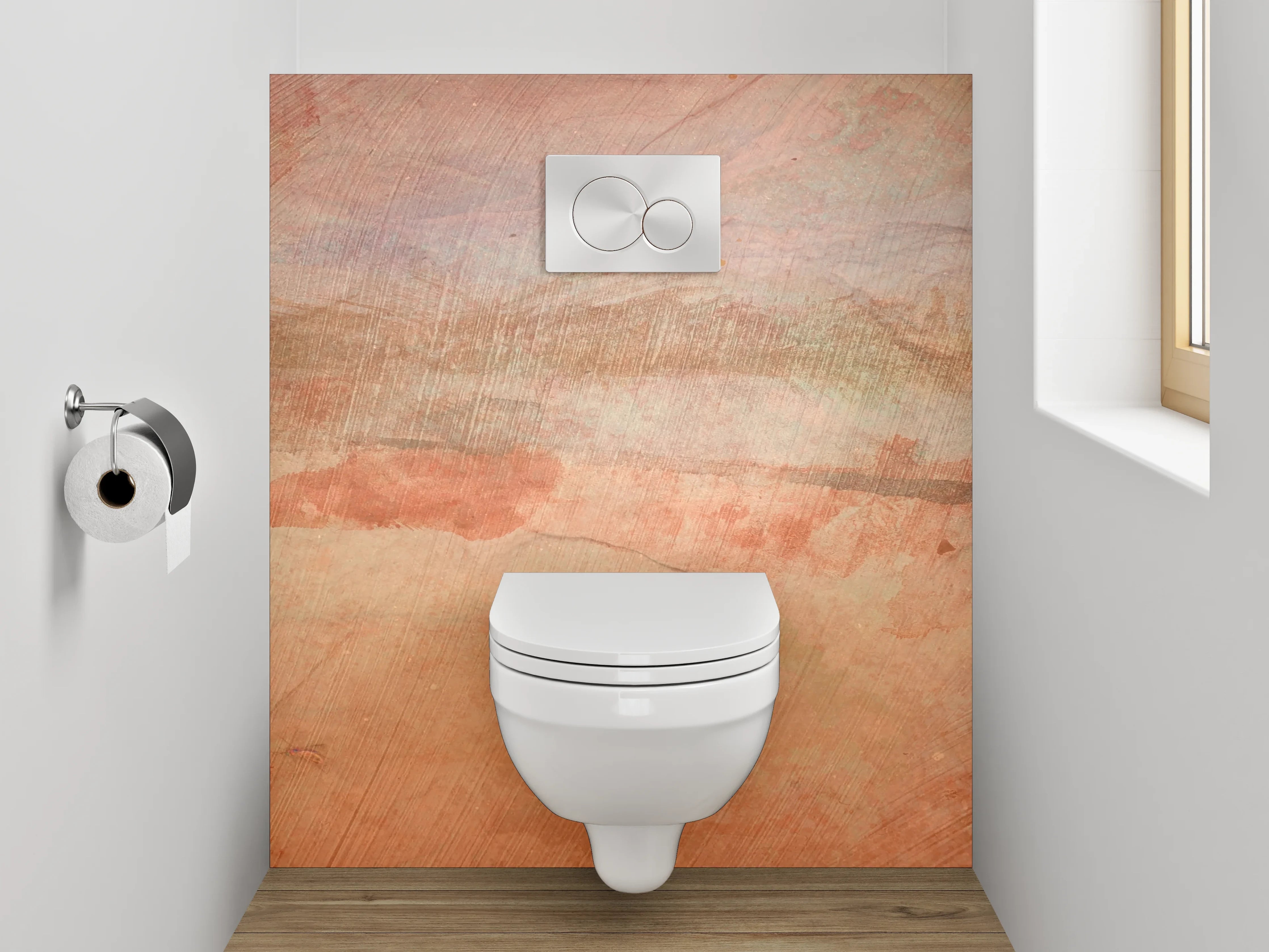 WC-Rückwand - Aquarell Landschaft in Beige Orange