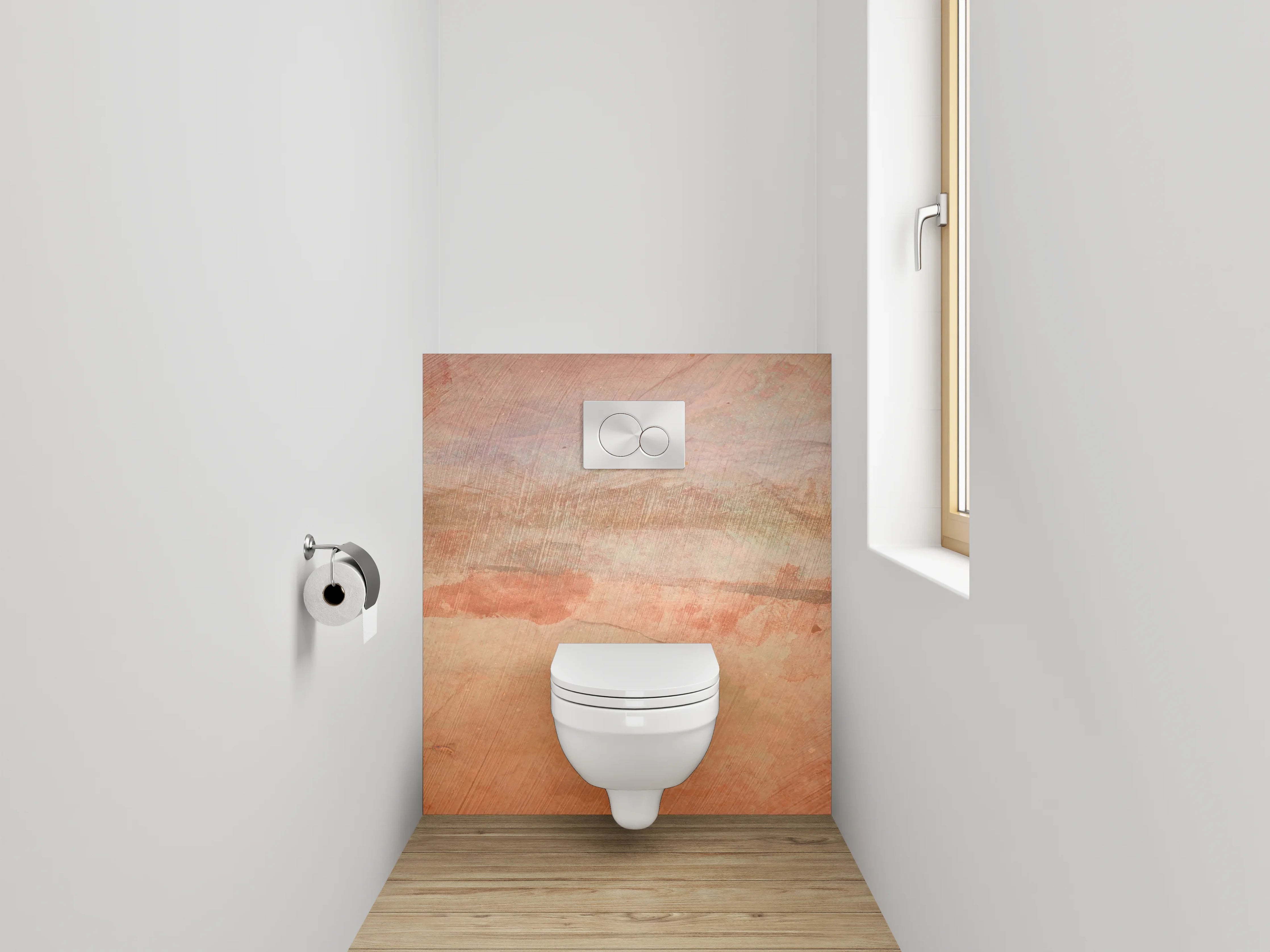 WC-Rückwand - Aquarell Landschaft in Beige Orange