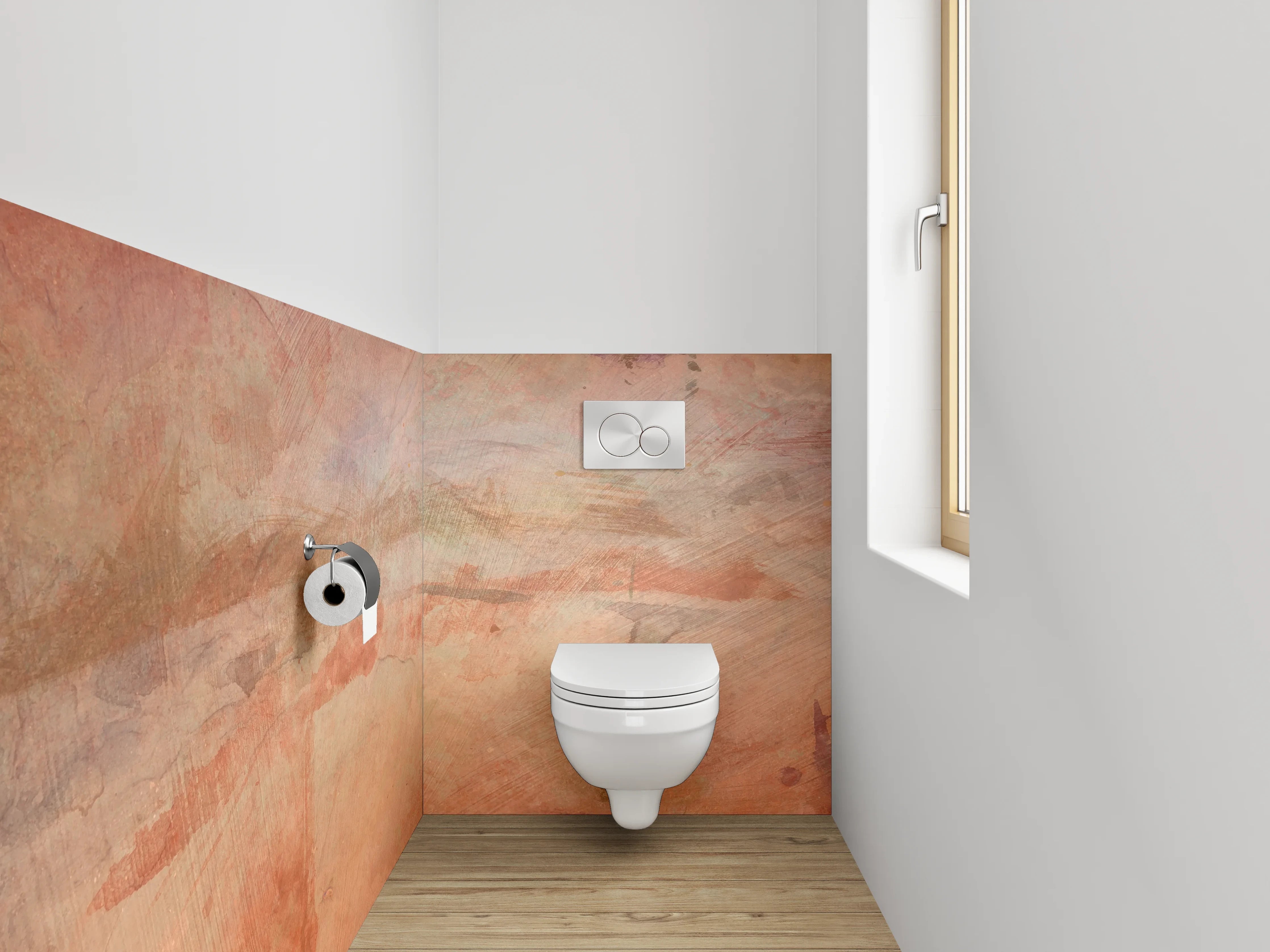 WC-Rückwand - Aquarell Landschaft in Beige Orange