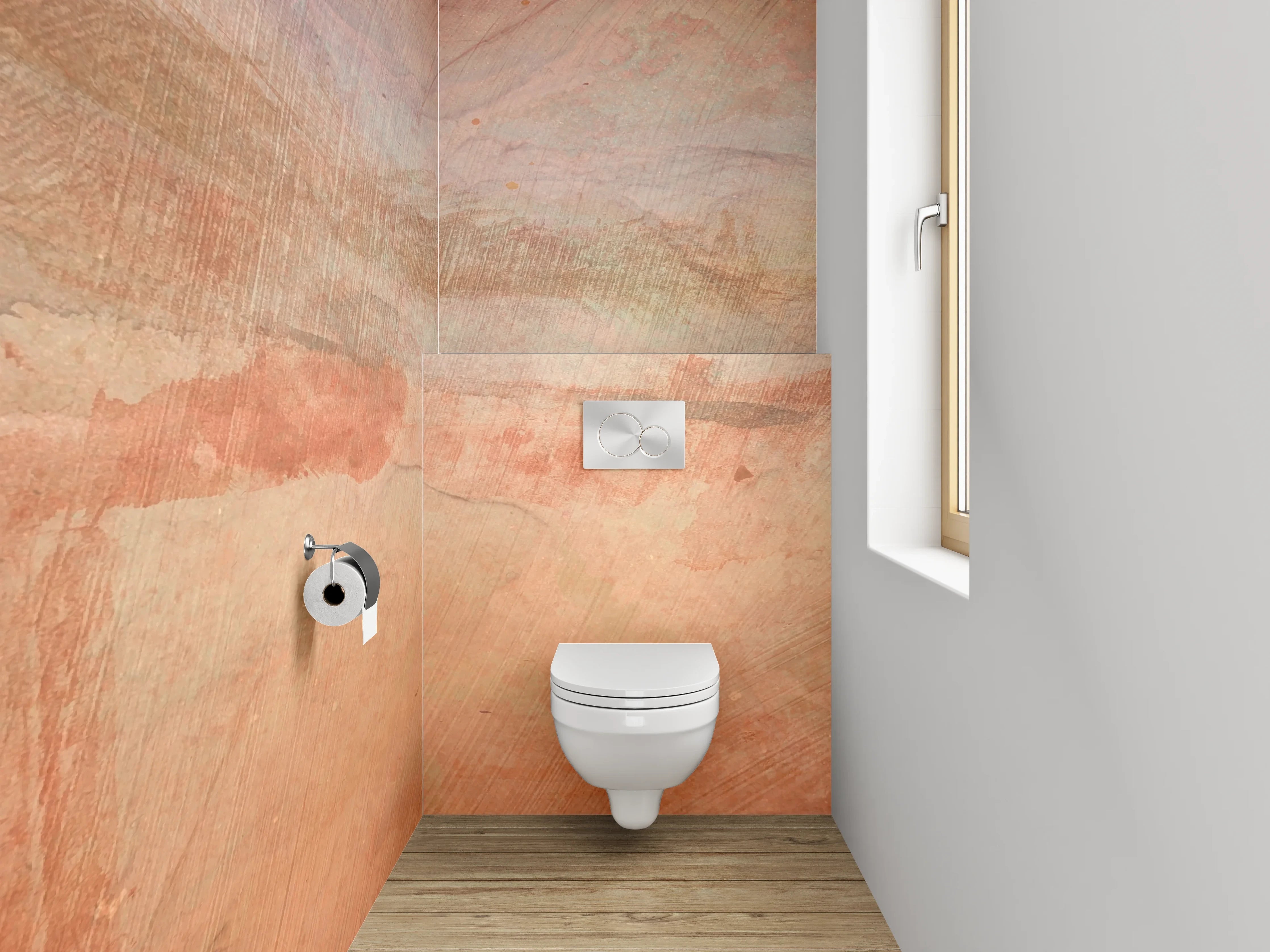 WC-Rückwand - Aquarell Landschaft in Beige Orange