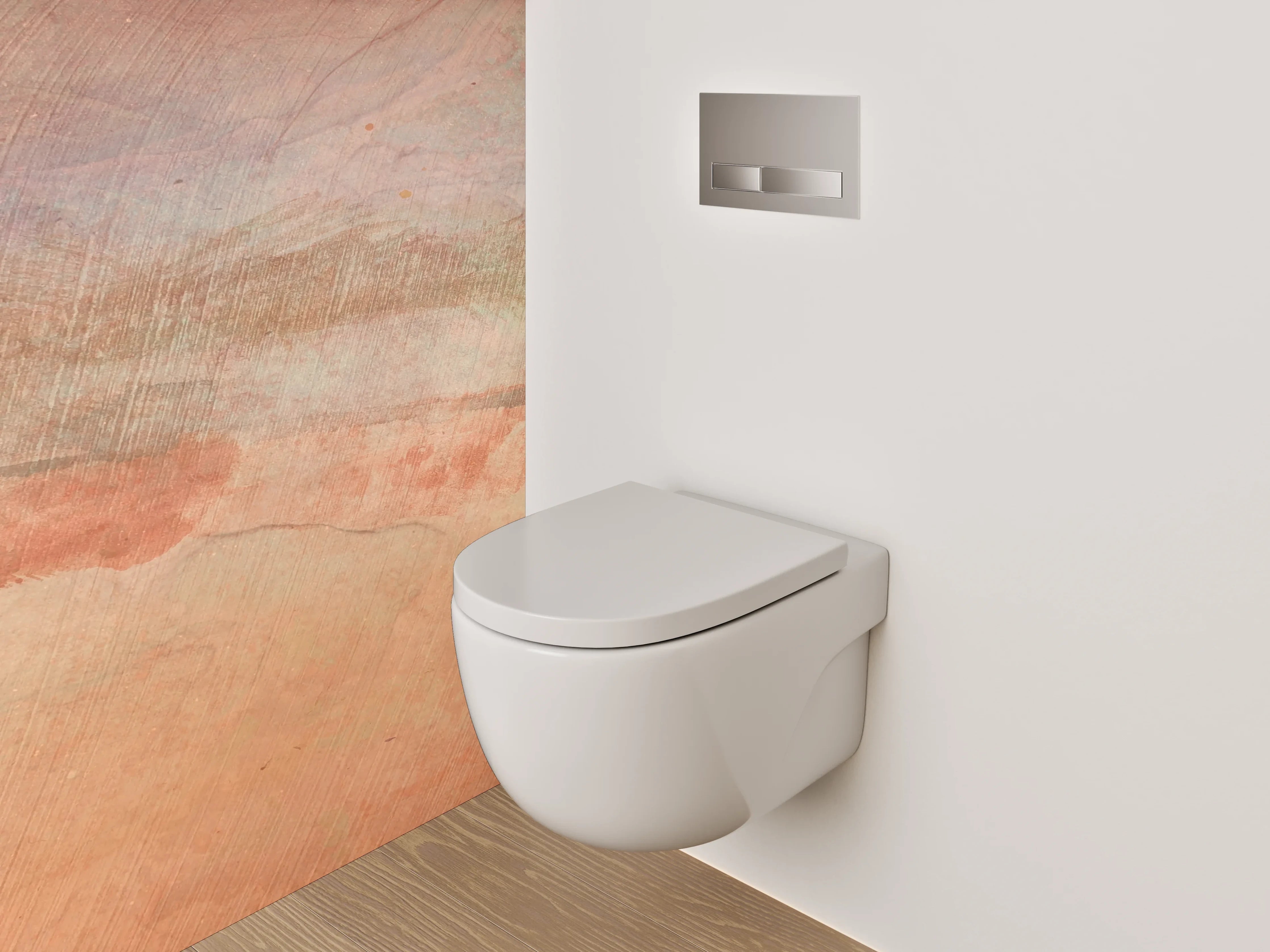 WC-Rückwand - Aquarell Landschaft in Beige Orange