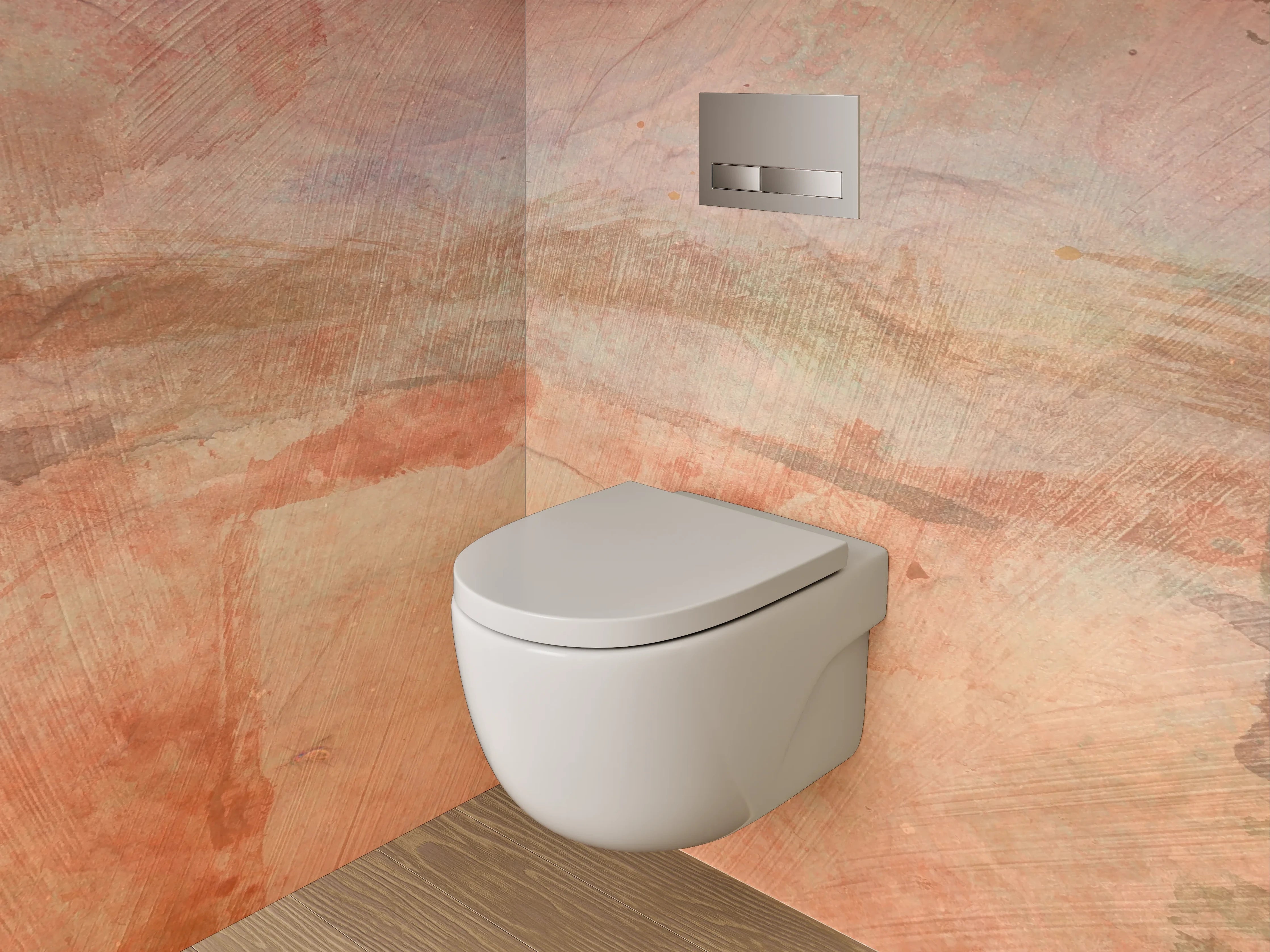 WC-Rückwand - Aquarell Landschaft in Beige Orange