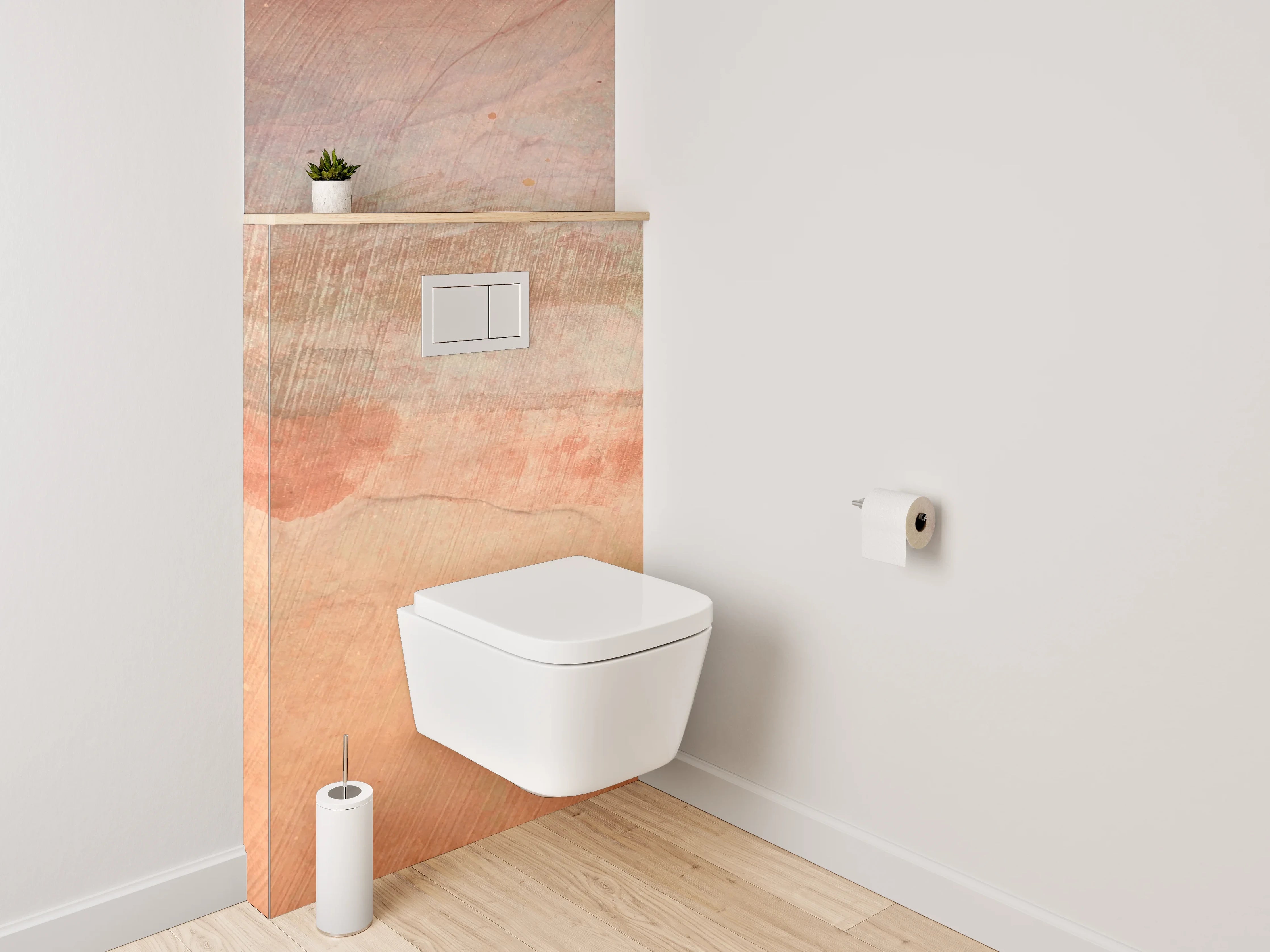 WC-Rückwand - Aquarell Landschaft in Beige Orange