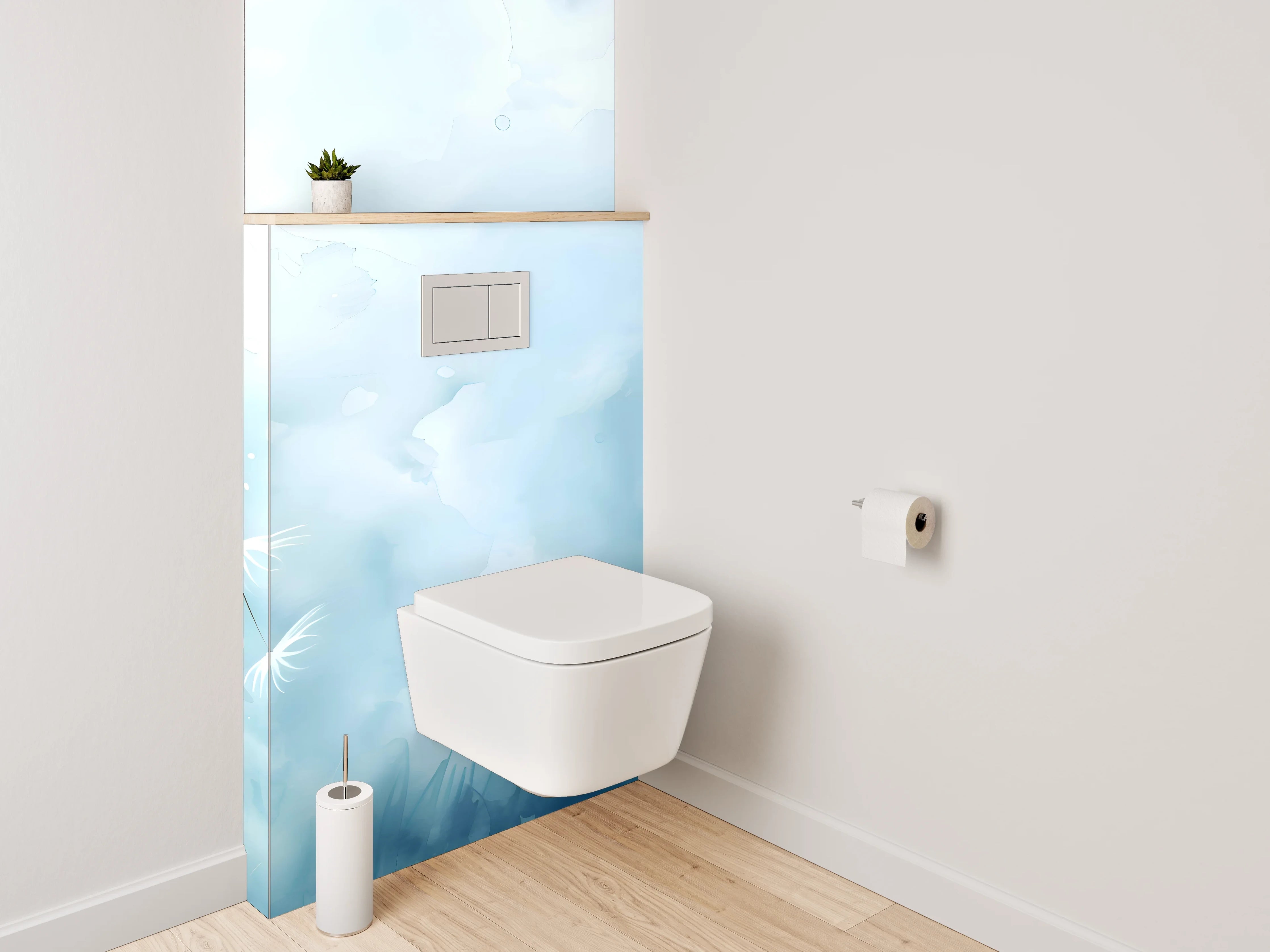 WC-Rückwand - Aquarell Löwenzahnwiese mit Himmel