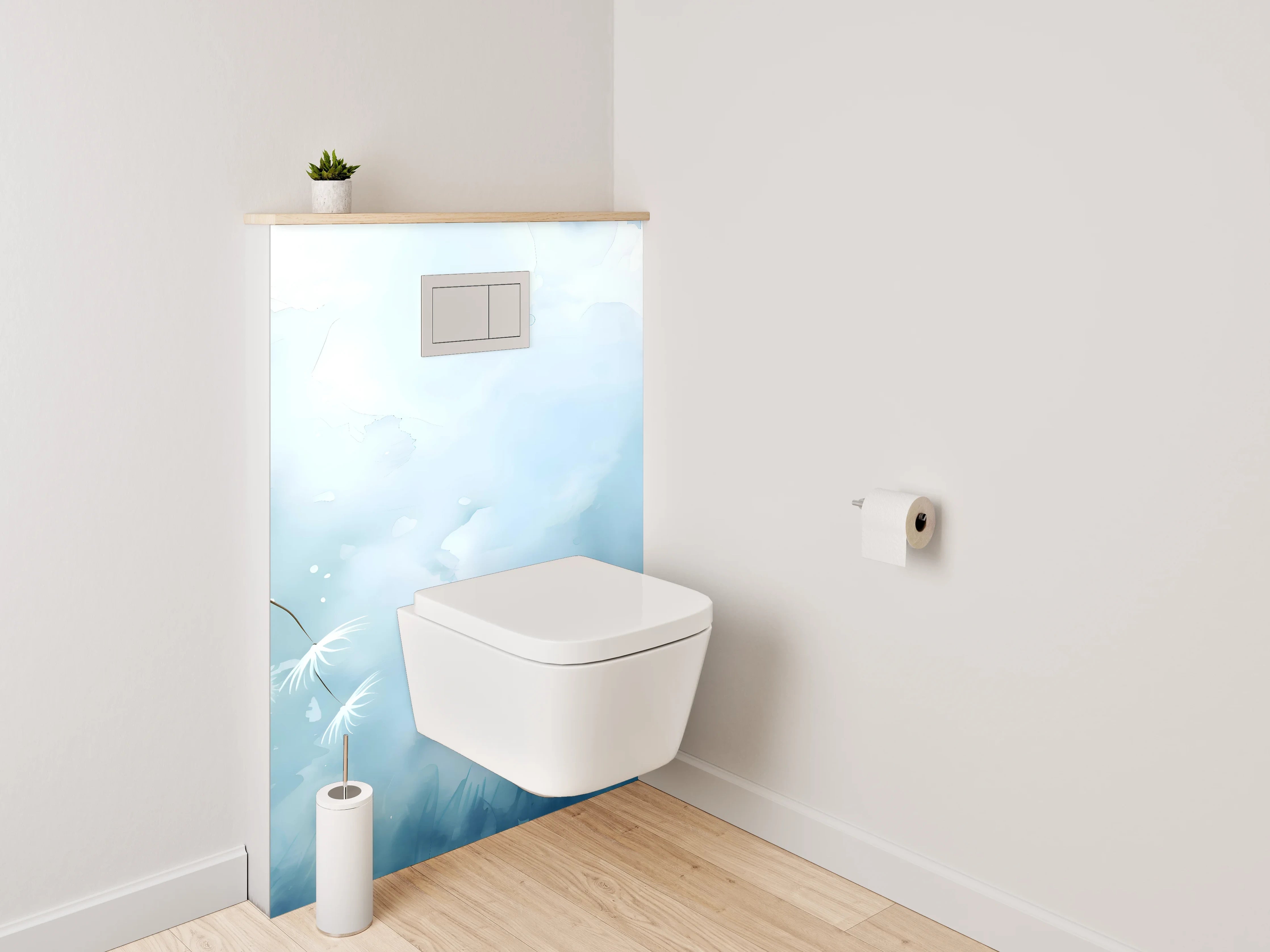 WC-Rückwand - Aquarell Löwenzahnwiese mit Himmel