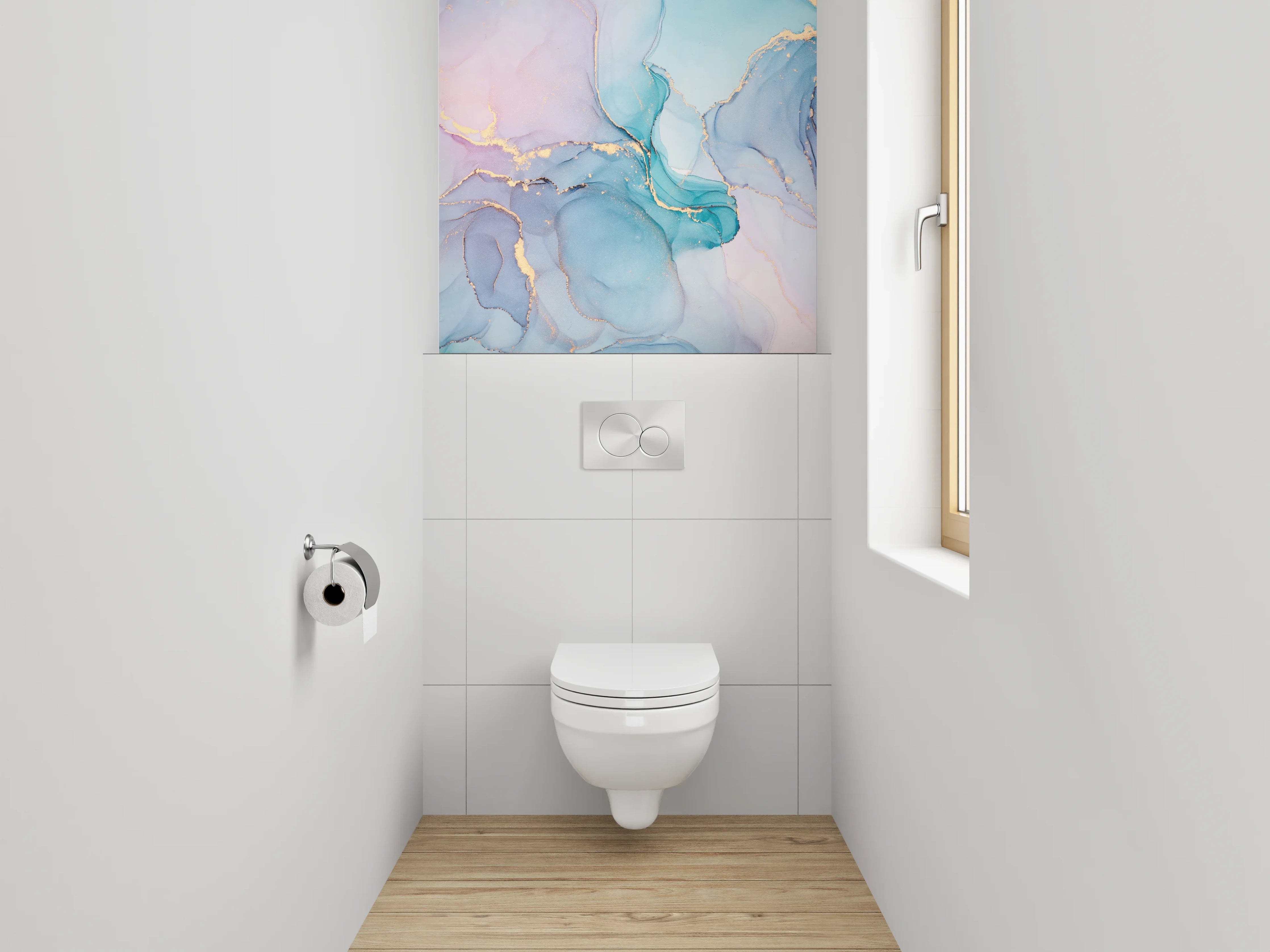 WC-Rückwand - Aquarell Marmor Gold Abstrakt