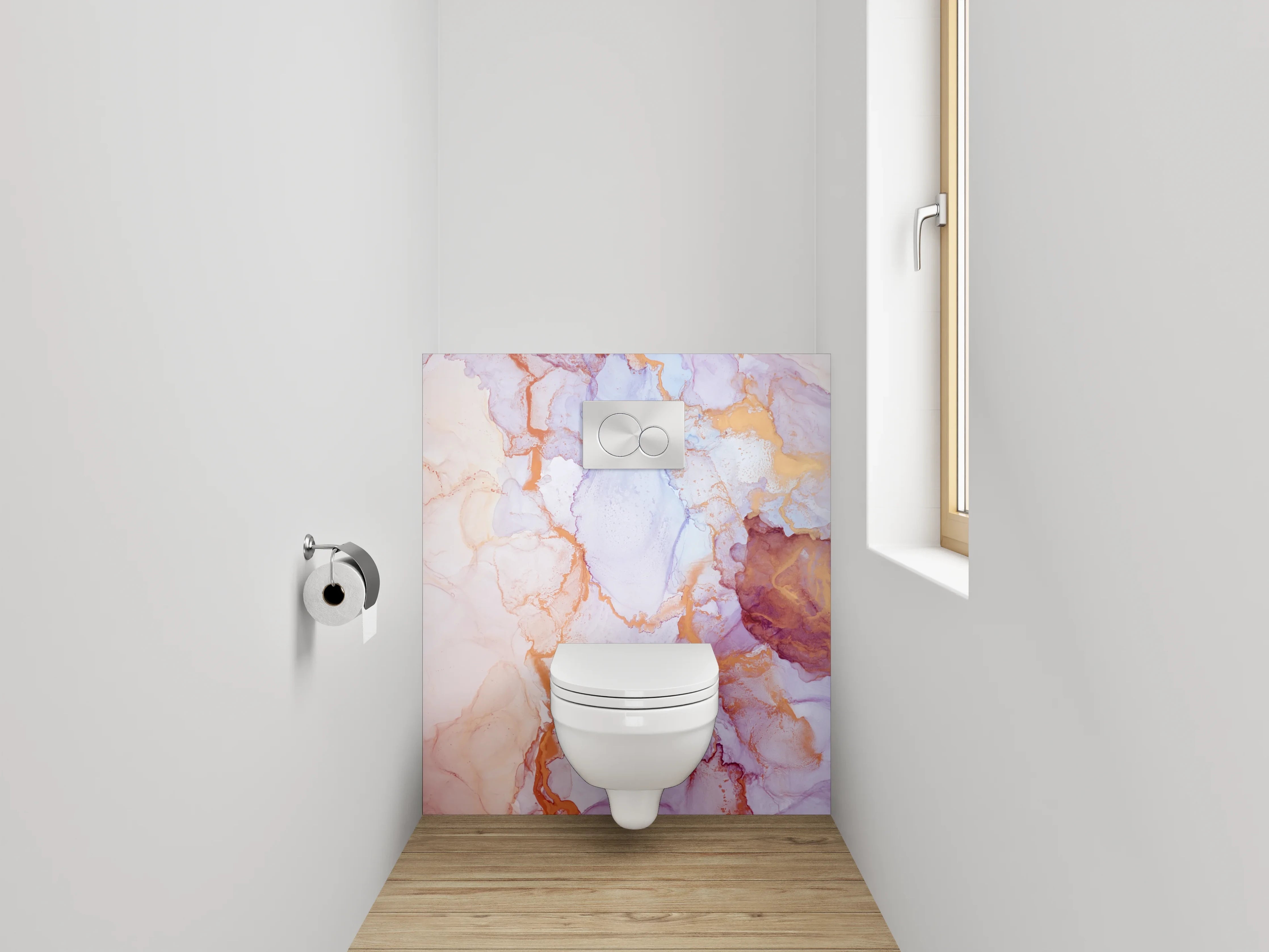 WC-Rückwand - Aquarell Marmor Look Rosa Gold