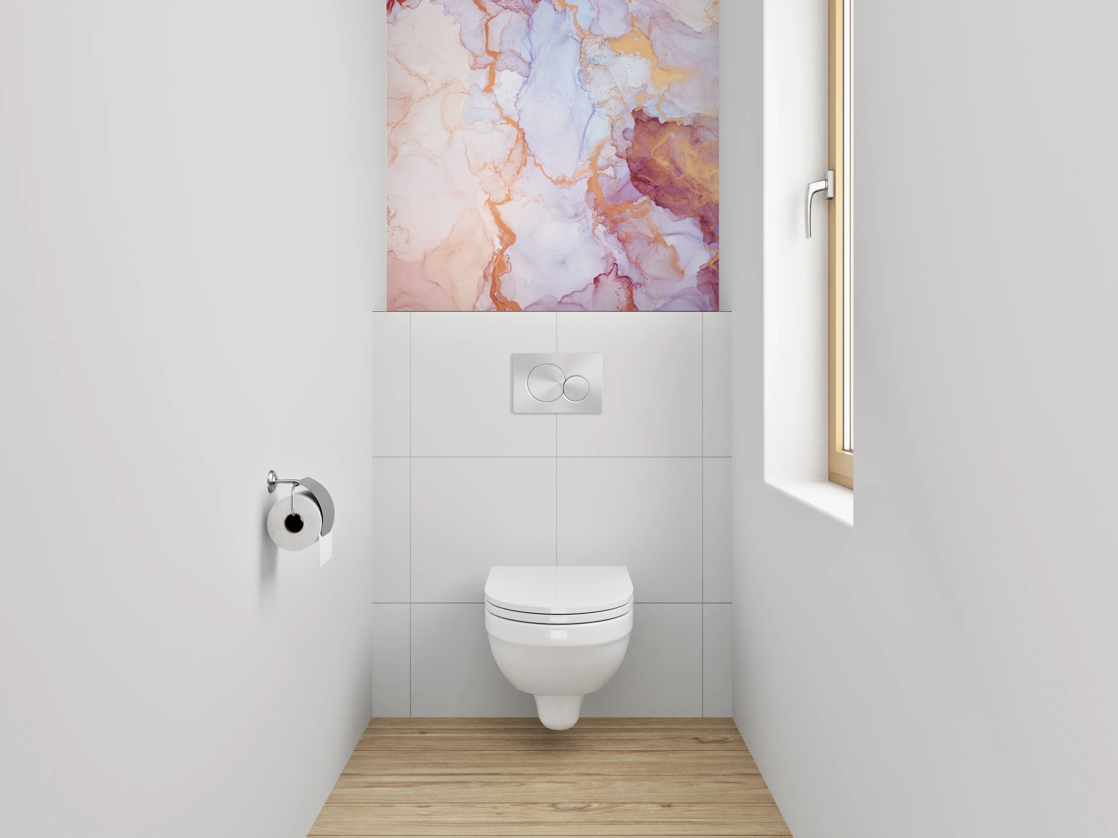 WC-Rückwand - Aquarell Marmor Look Rosa Gold