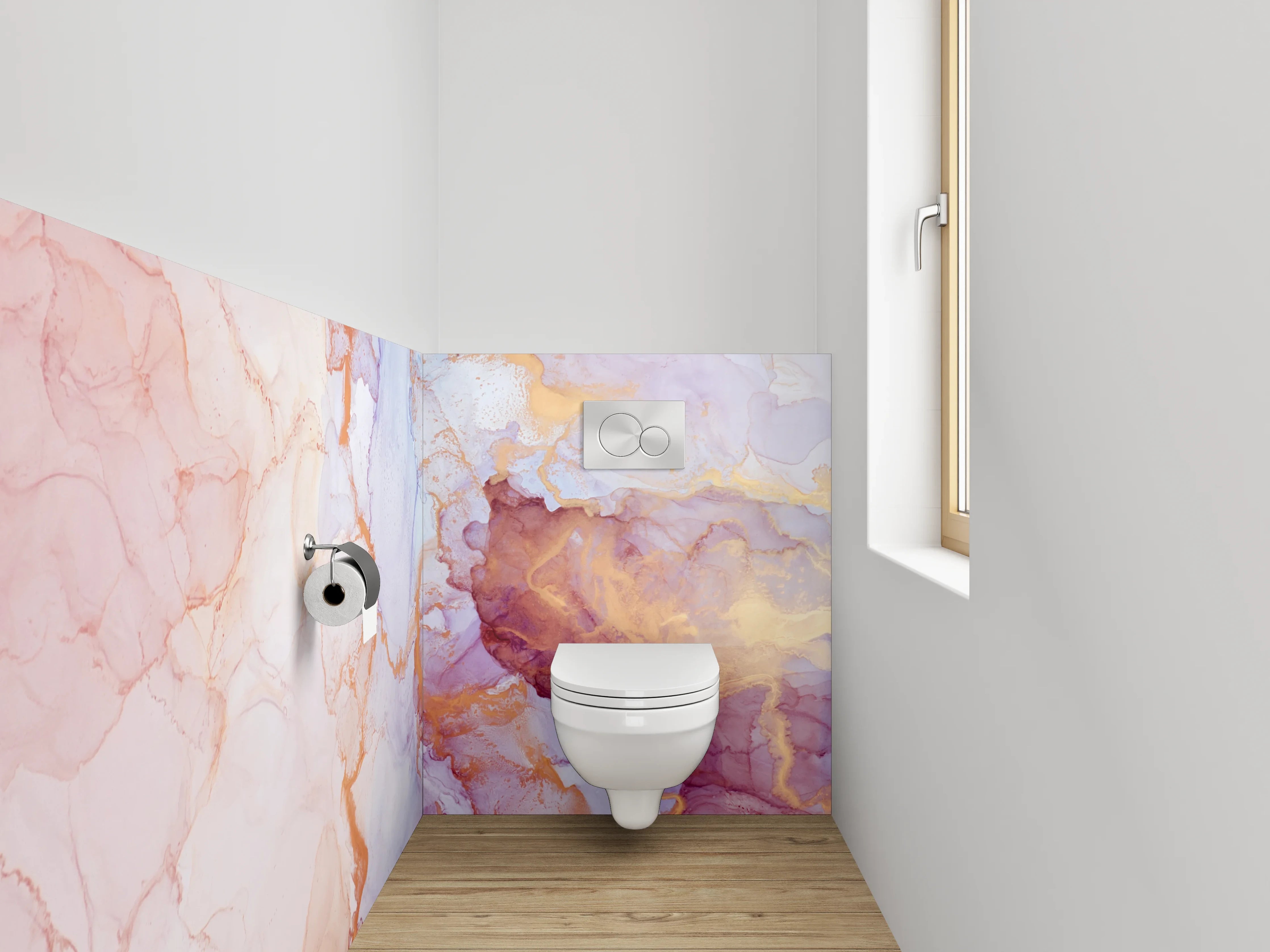WC-Rückwand - Aquarell Marmor Look Rosa Gold