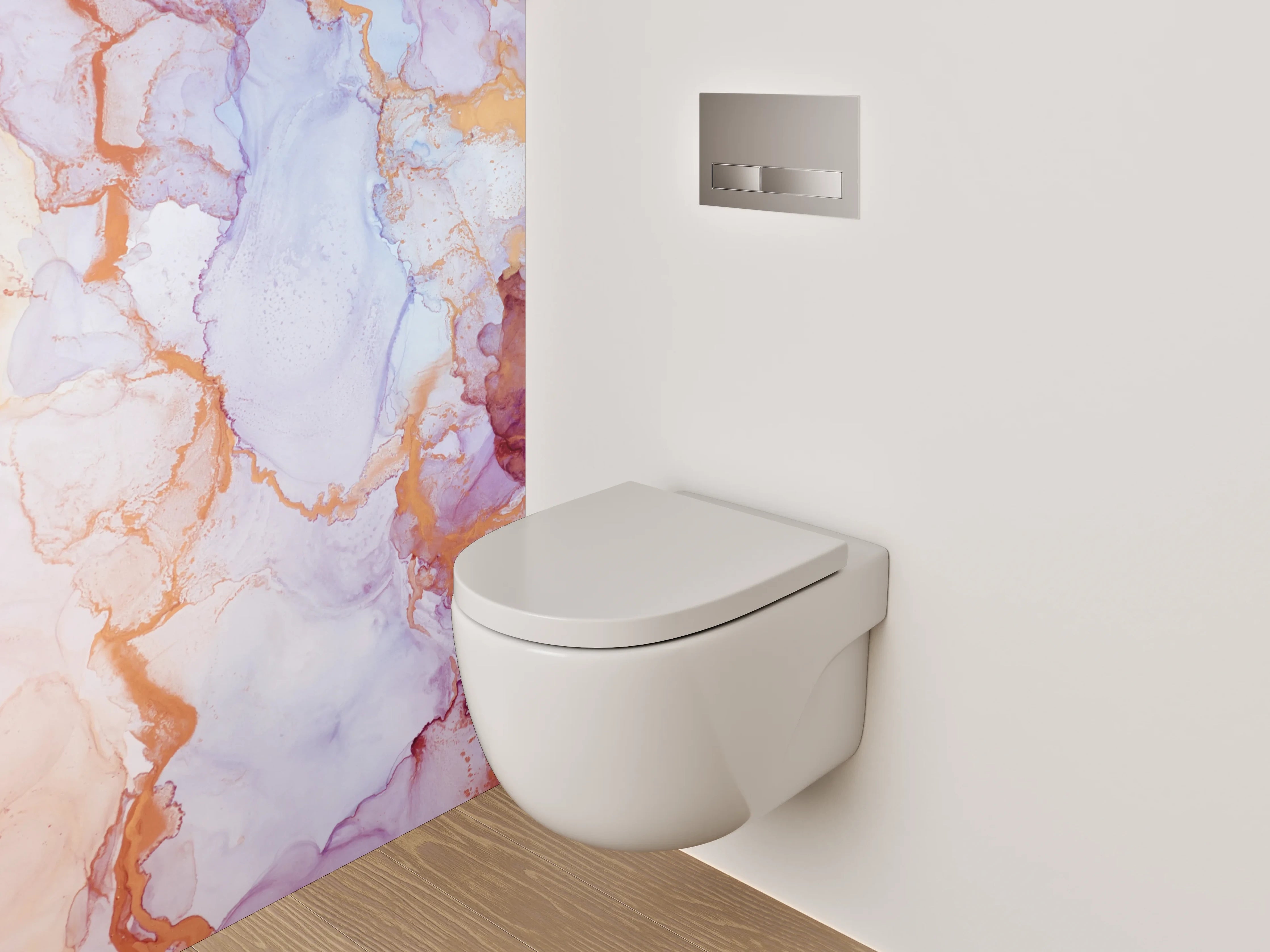 WC-Rückwand - Aquarell Marmor Look Rosa Gold